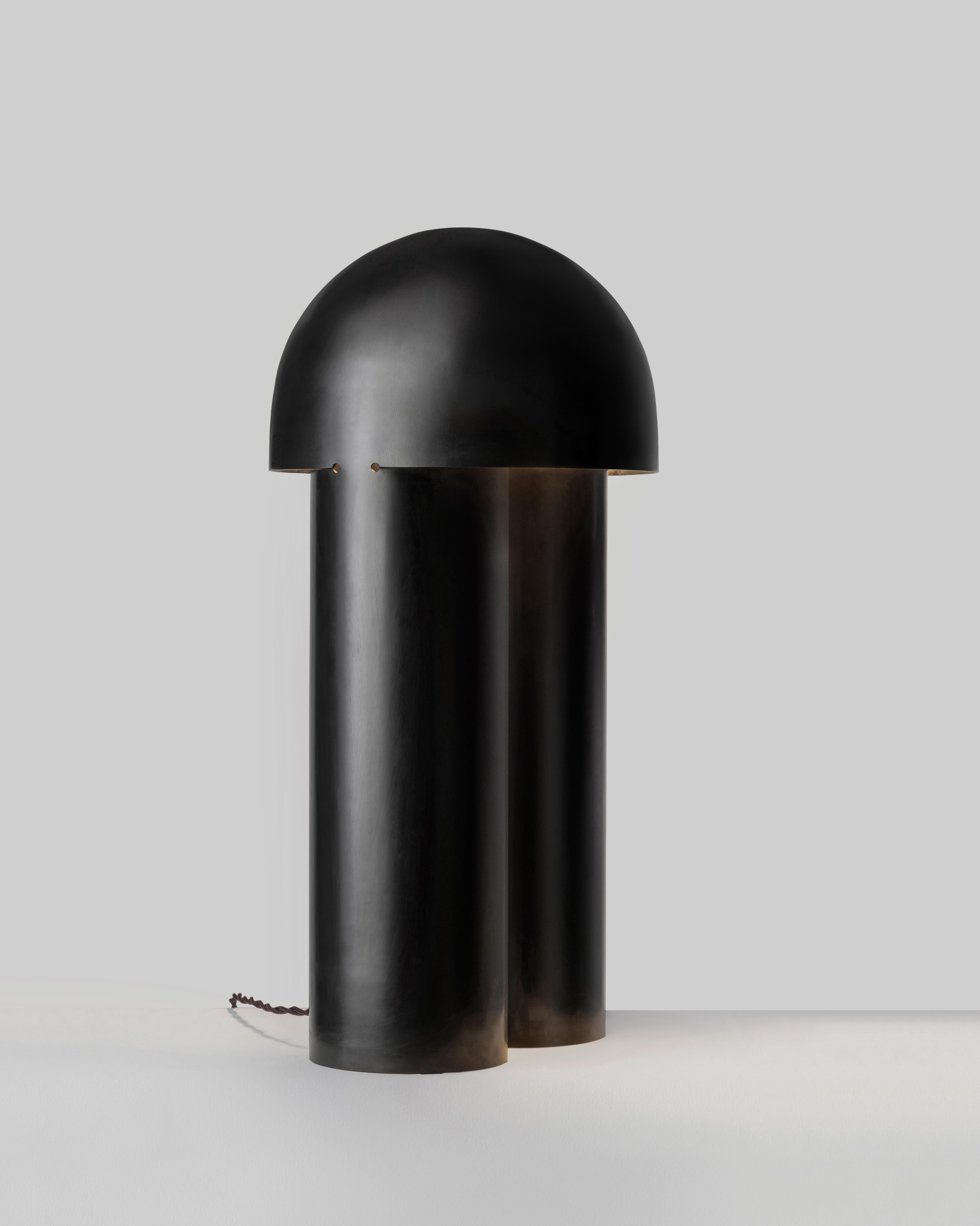 Monolith Polished Silvered Brass Sculpted Table Lamp by Paul Matter 8