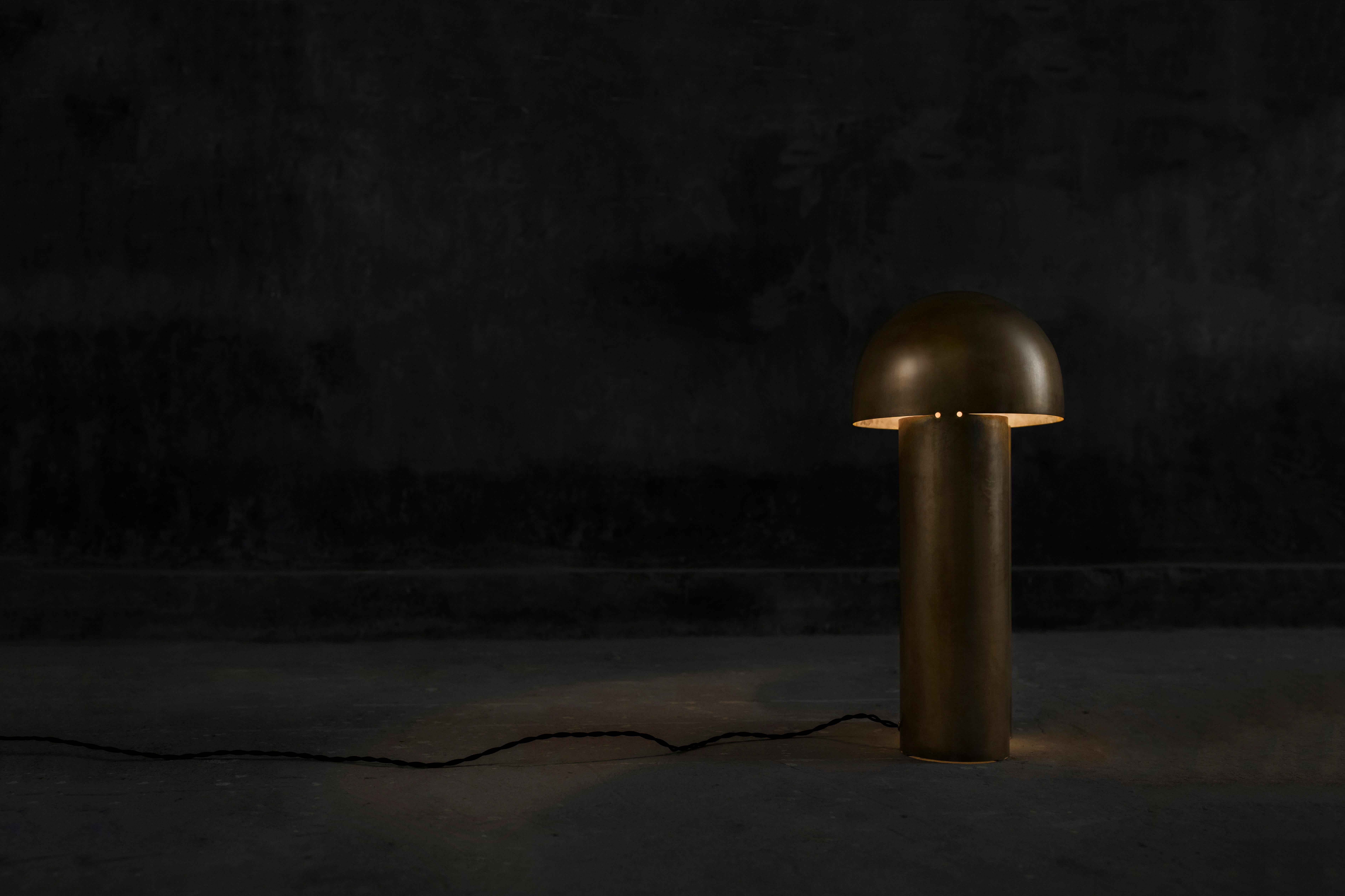 Monolith Polished Silvered Brass Sculpted Table Lamp by Paul Matter 3