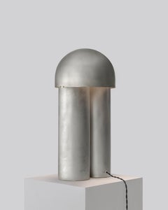 Monolith Silvered Brass Sculpted Table Lamp by Paul Matter