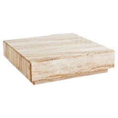 Monolith Travertine Coffee Table Attributed to Milo Baughman for Directional