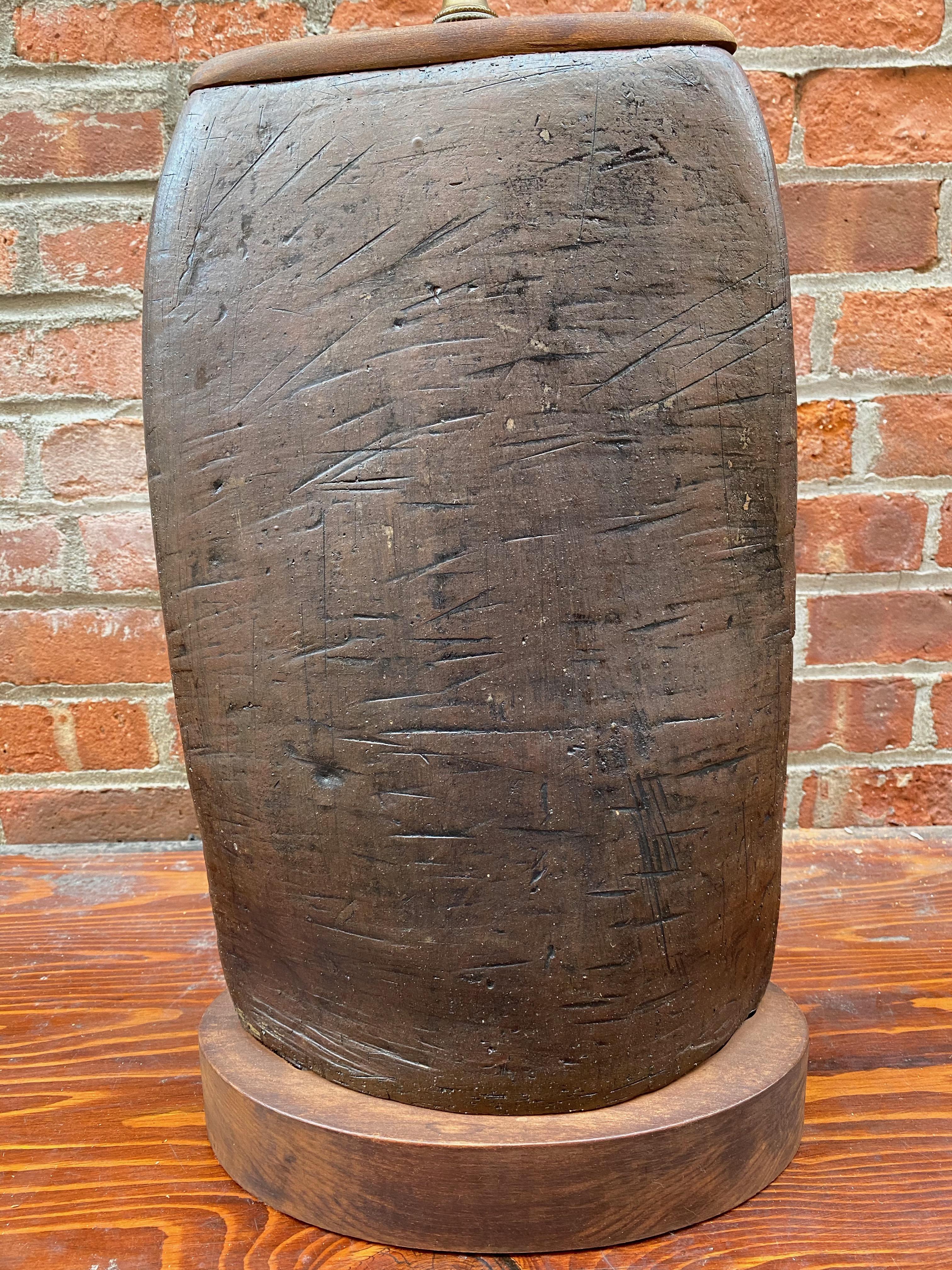 Stoneware Monolithic 1960s Studio Pottery Table Lamp Signed Inge