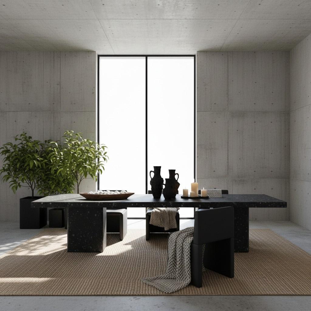Monolithic Basalt Dining Table Suitable For Indoor & Outdoor Settings For Sale 3