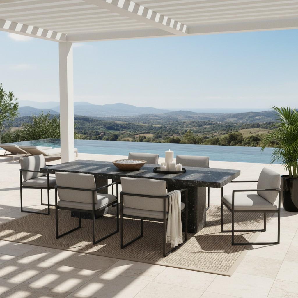 Monolithic Basalt Dining Table Suitable For Indoor & Outdoor Settings For Sale 2