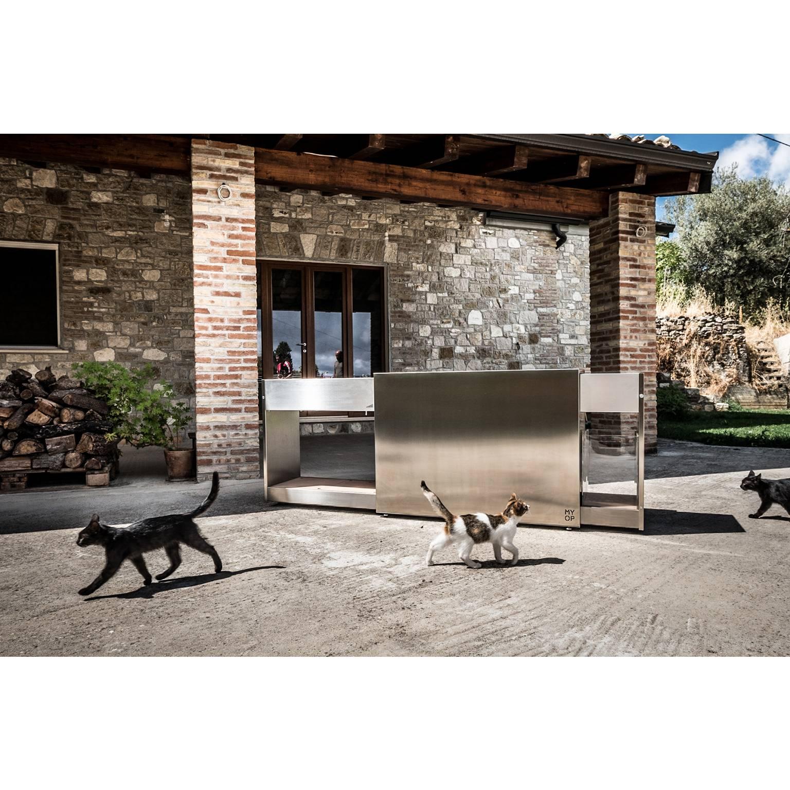 Contemporary Functional Outdoor Stainless Steel Charcoal Barbecue with Sliding Grills, Snail For Sale