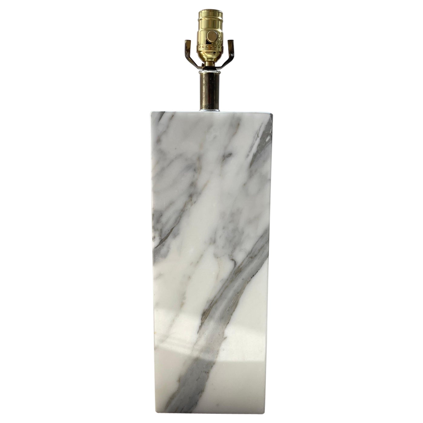 Monolithic Elizabeth Kauffer Statuary Marble Table Lamp for Nessen Studio, 1950s