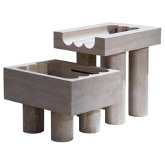 Monolithic Font - Two part fountain carved from Roman Travertine