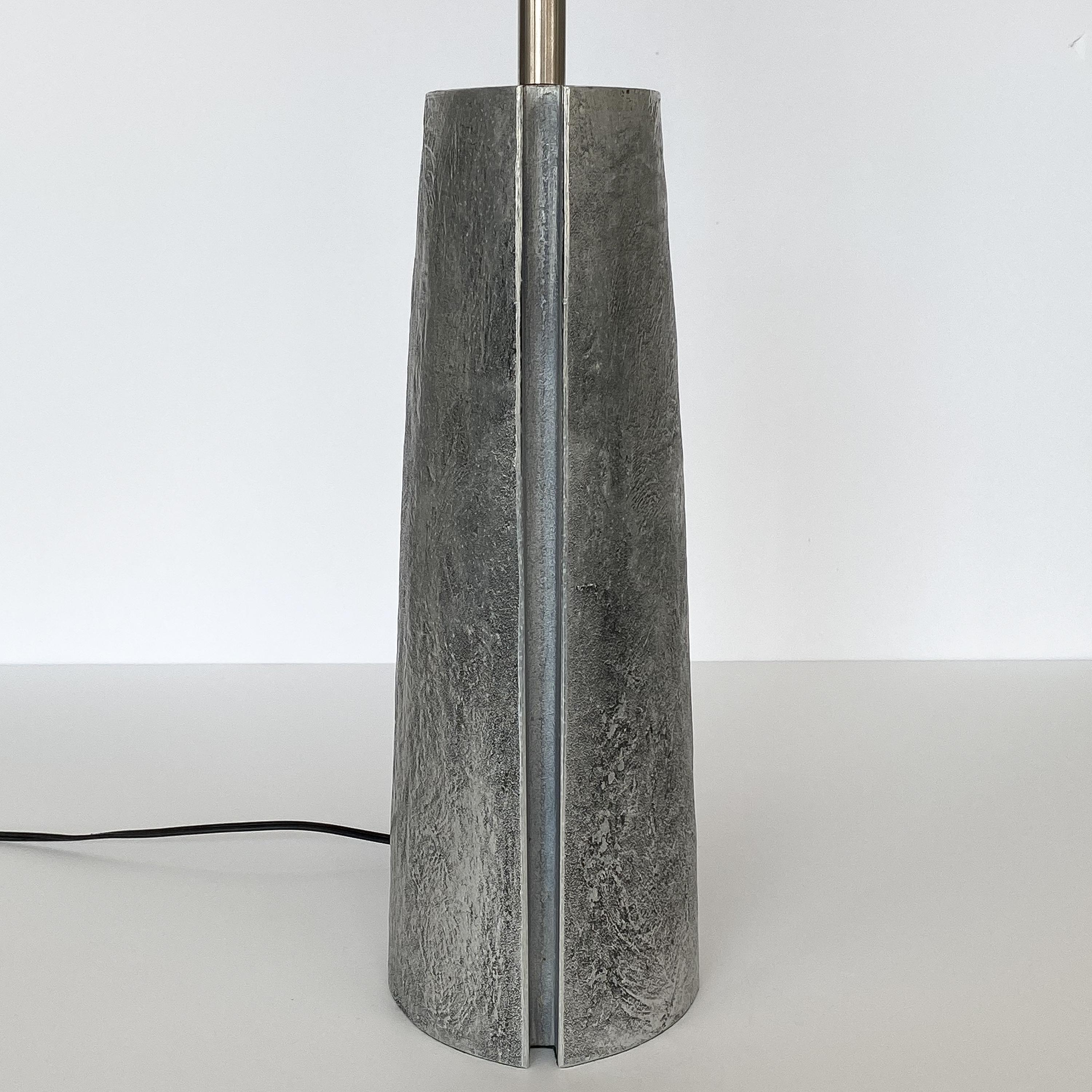 Monolithic Italian Aluminum Brutalist Table Lamp 4