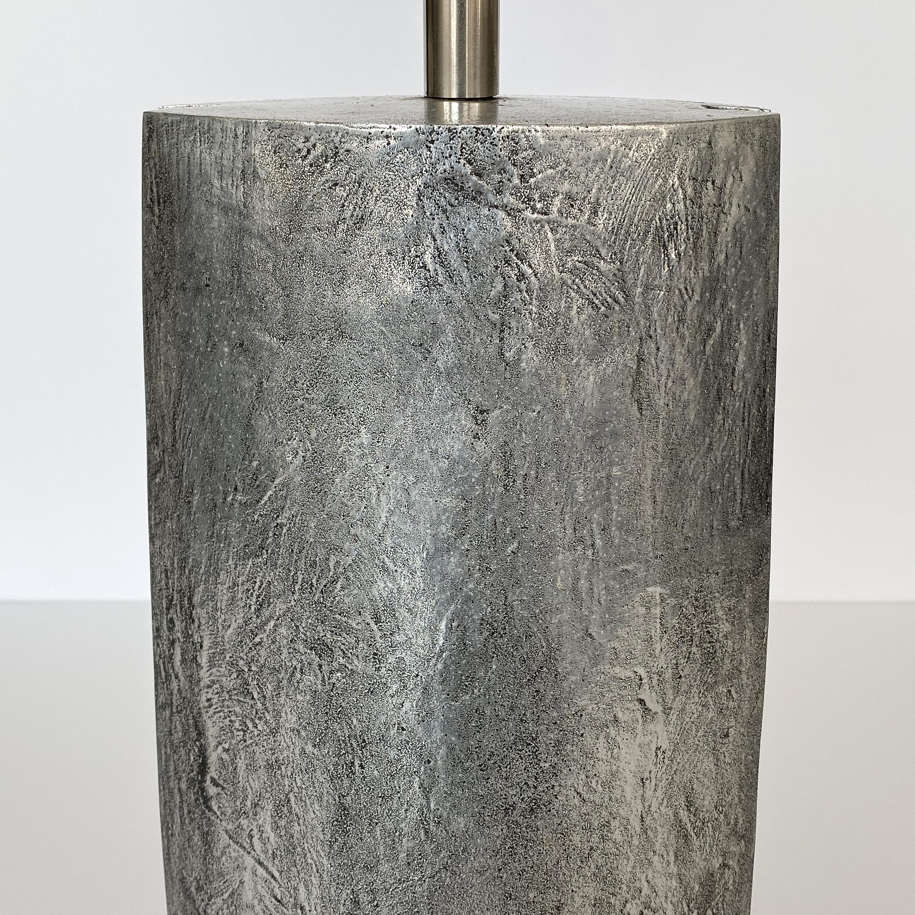 Monolithic Italian Aluminum Brutalist Table Lamp 8