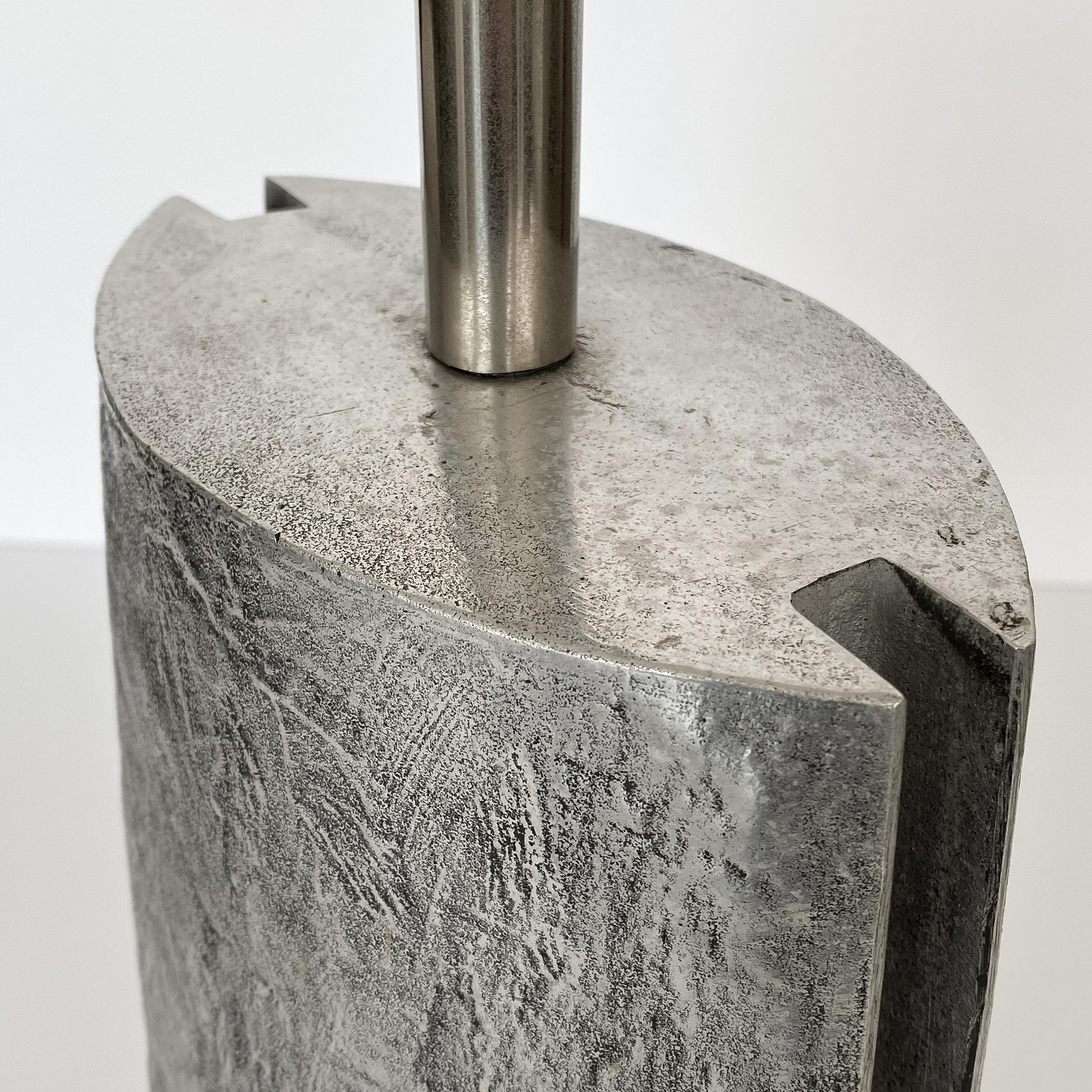 Monolithic Italian Aluminum Brutalist Table Lamp 9