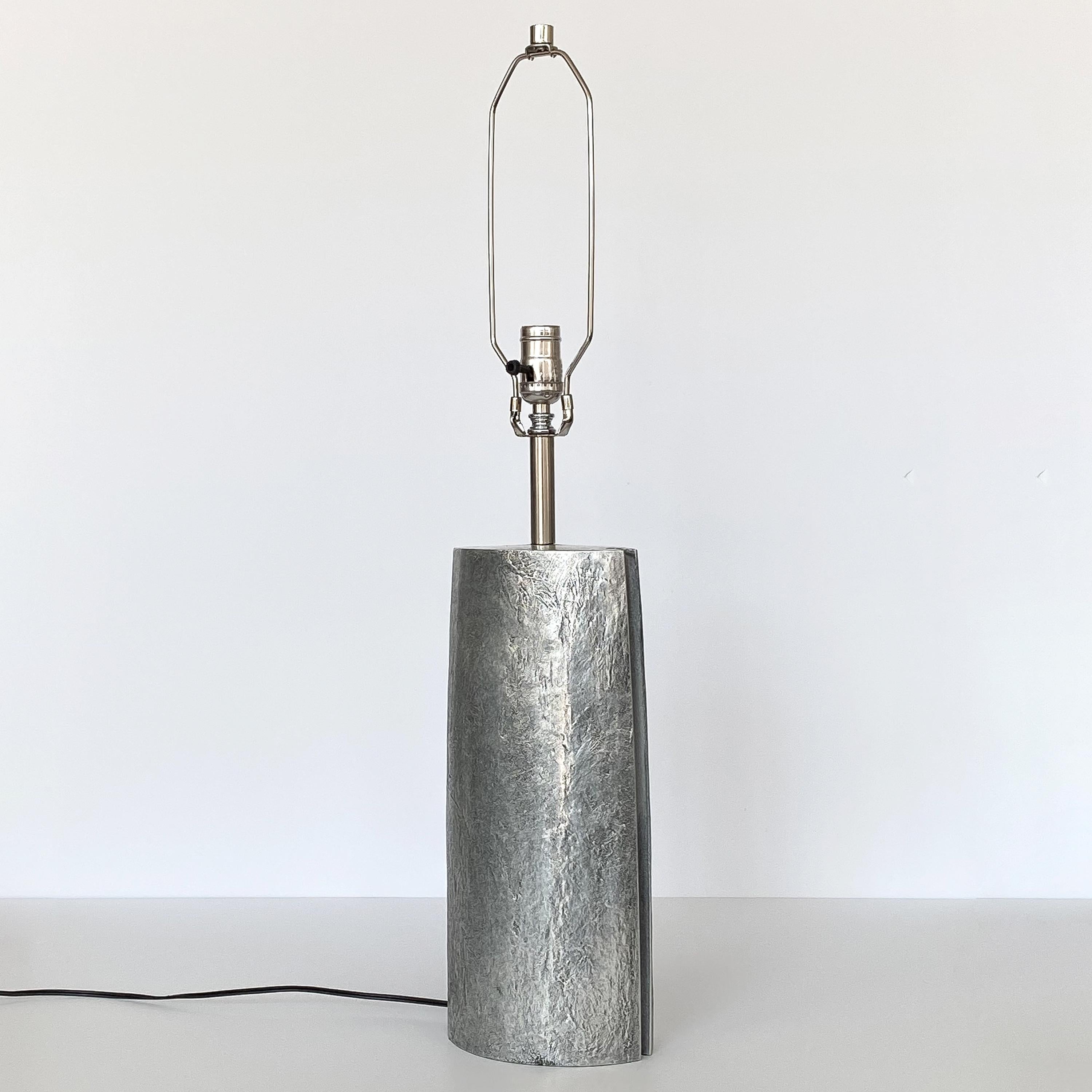 Mid-Century Modern Monolithic Italian Aluminum Brutalist Table Lamp