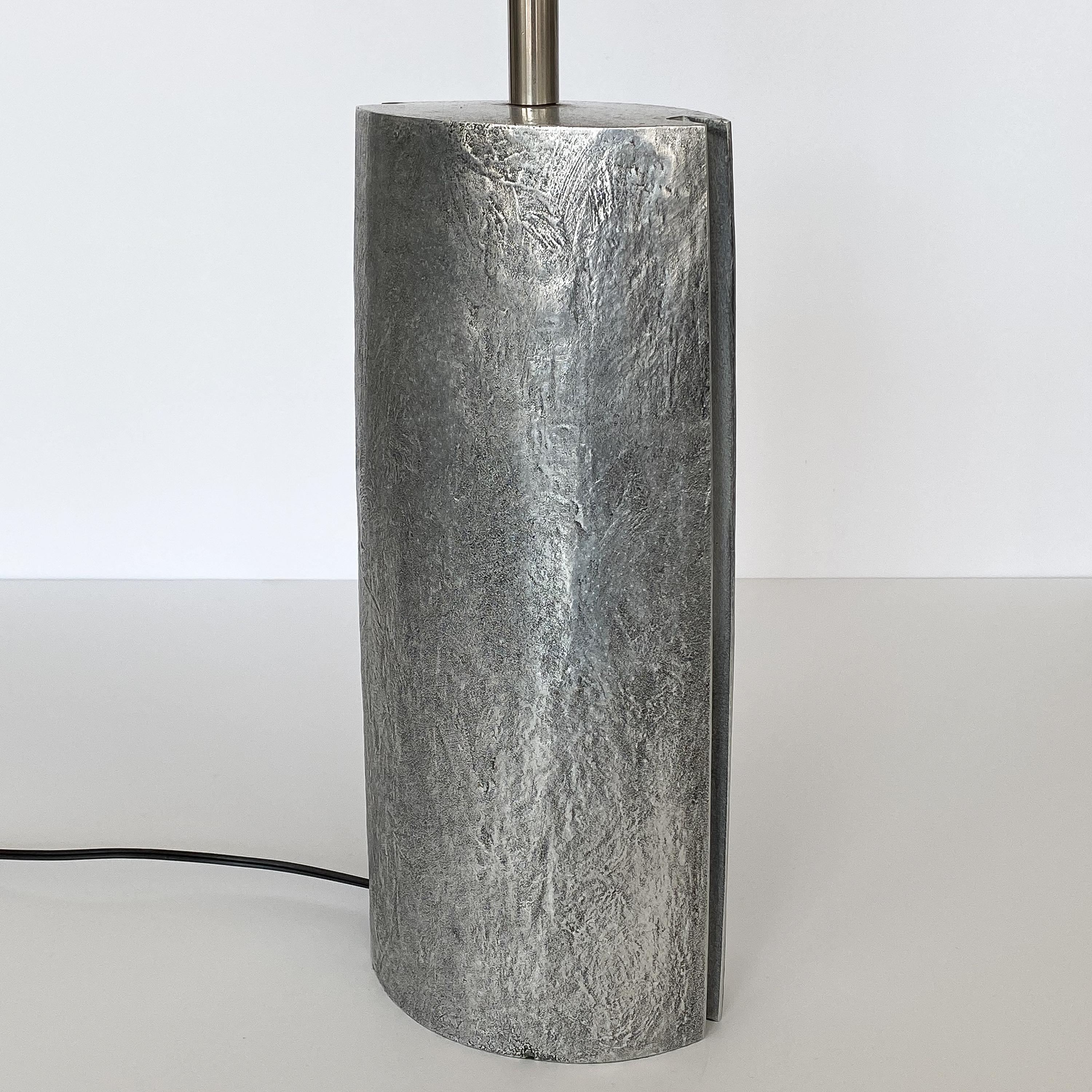 Cast Monolithic Italian Aluminum Brutalist Table Lamp