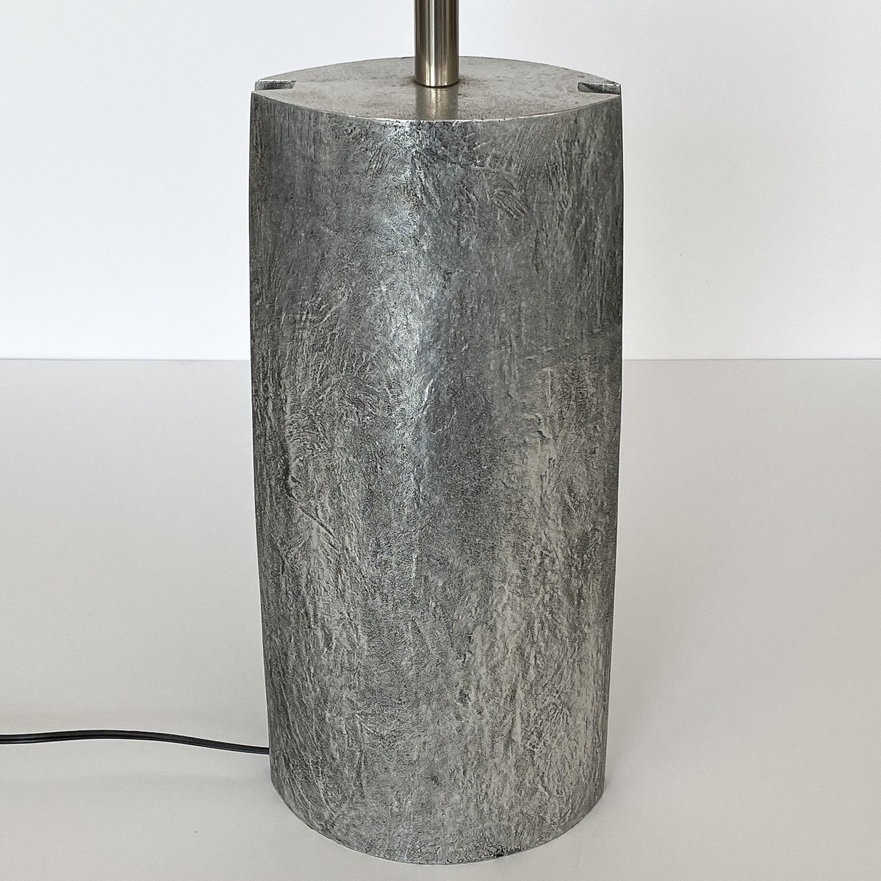 Late 20th Century Monolithic Italian Aluminum Brutalist Table Lamp