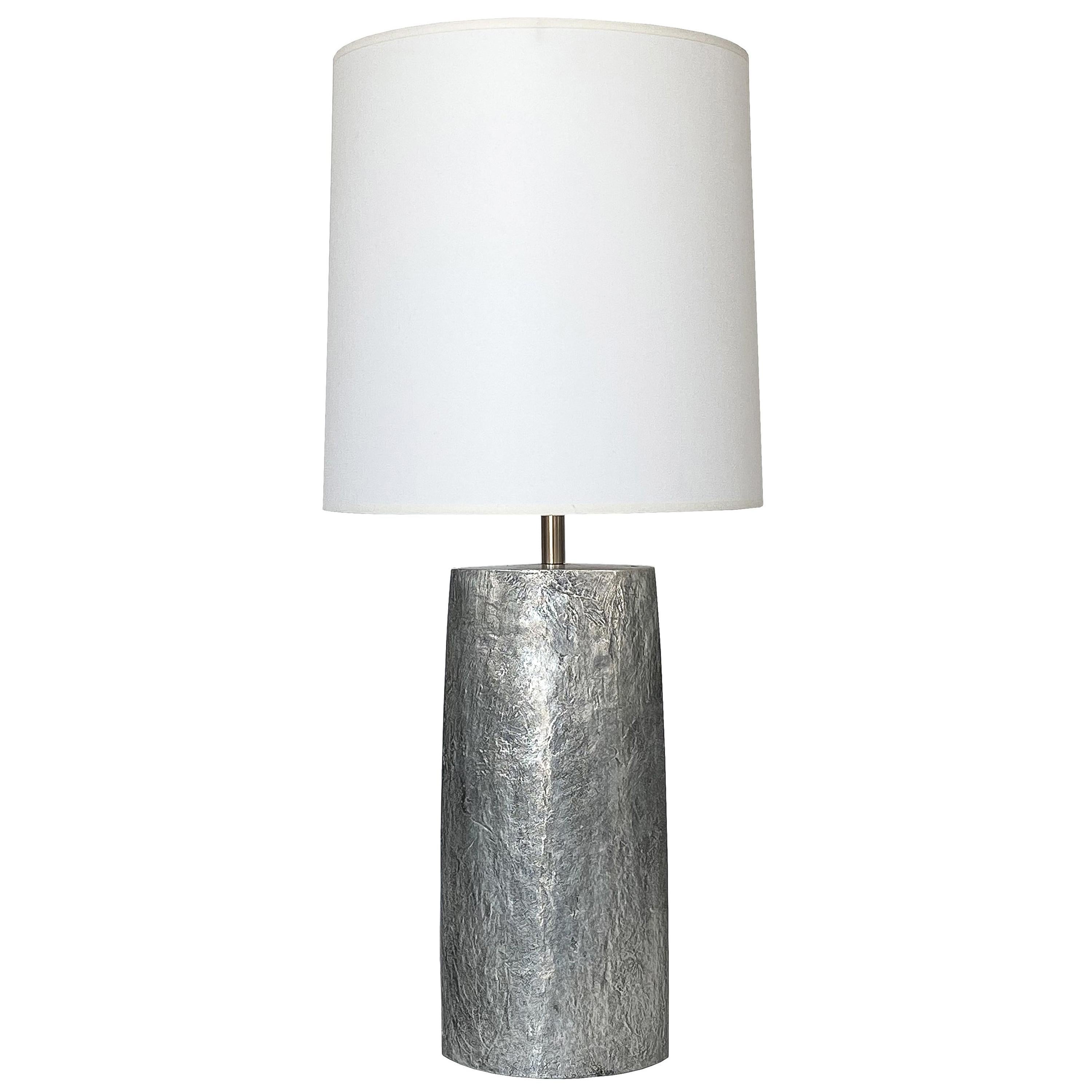 Monolithic Italian Aluminum Brutalist Table Lamp