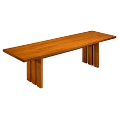 Monolithic Italian Postmodern Large Dining Table in Walnut Wood 280cm/110in