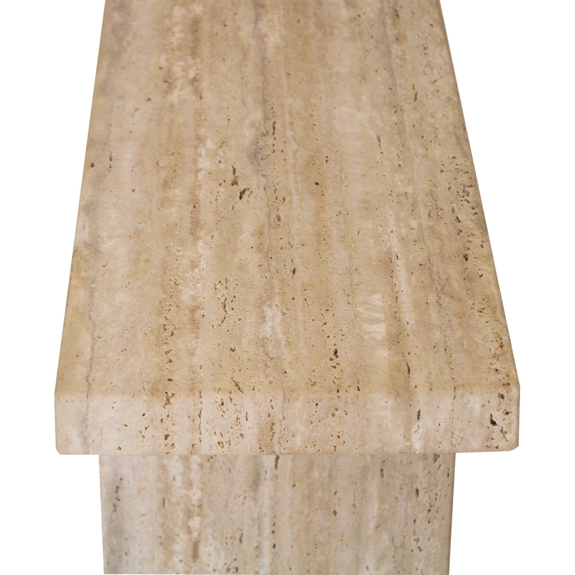 Monolithic Ivory Travertine Arch Consoles, Italy Modern 1980, Set of Two For Sale 4