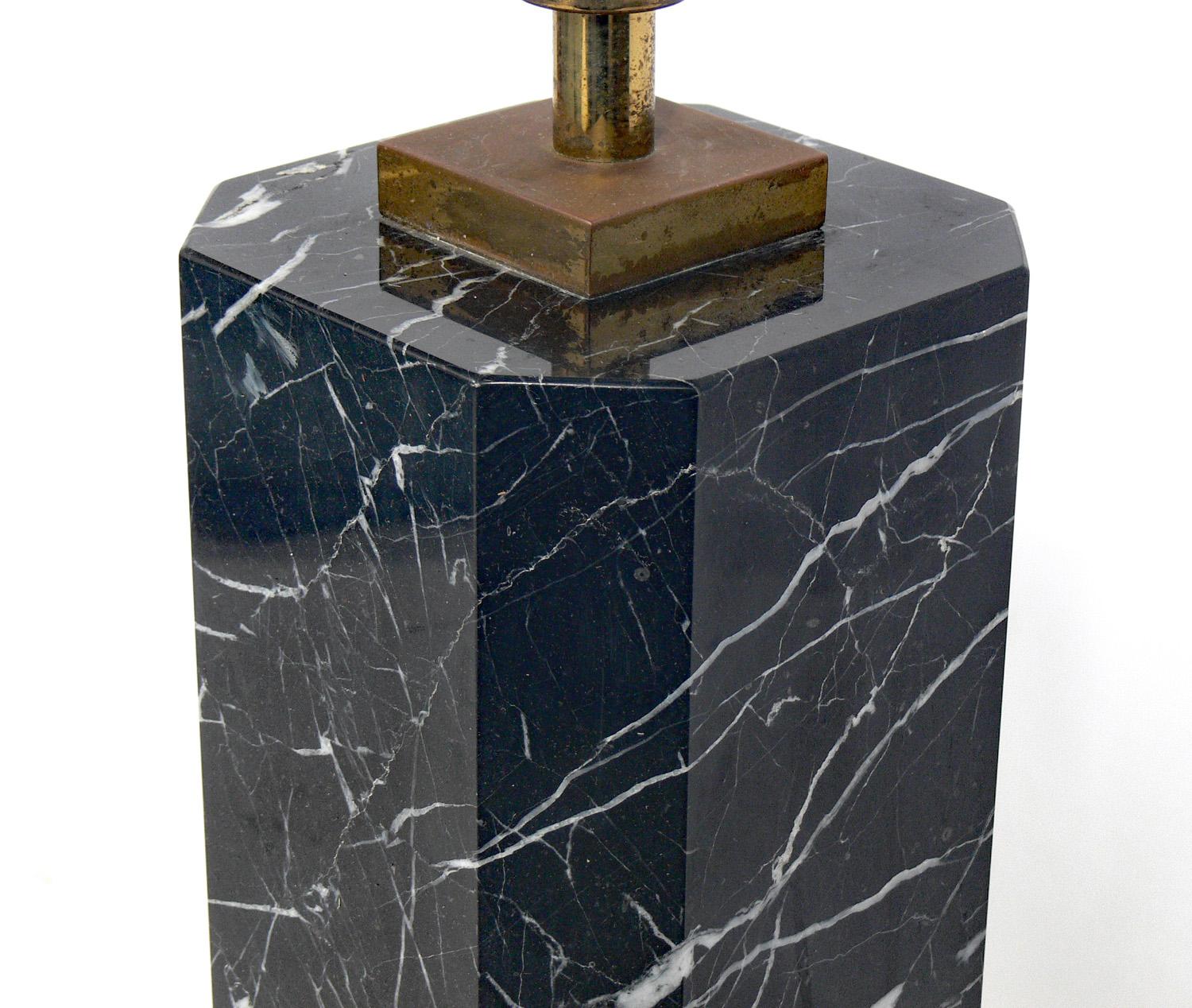 Monolithic Marble Lamp by T.H. Robsjohn Gibbings In Good Condition For Sale In Atlanta, GA