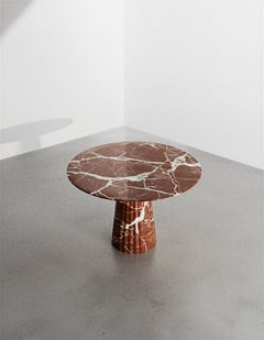 Table de salle à manger ronde monolithique en marbre Rosso Levanto Une pièce maîtresse de la modernité italienne