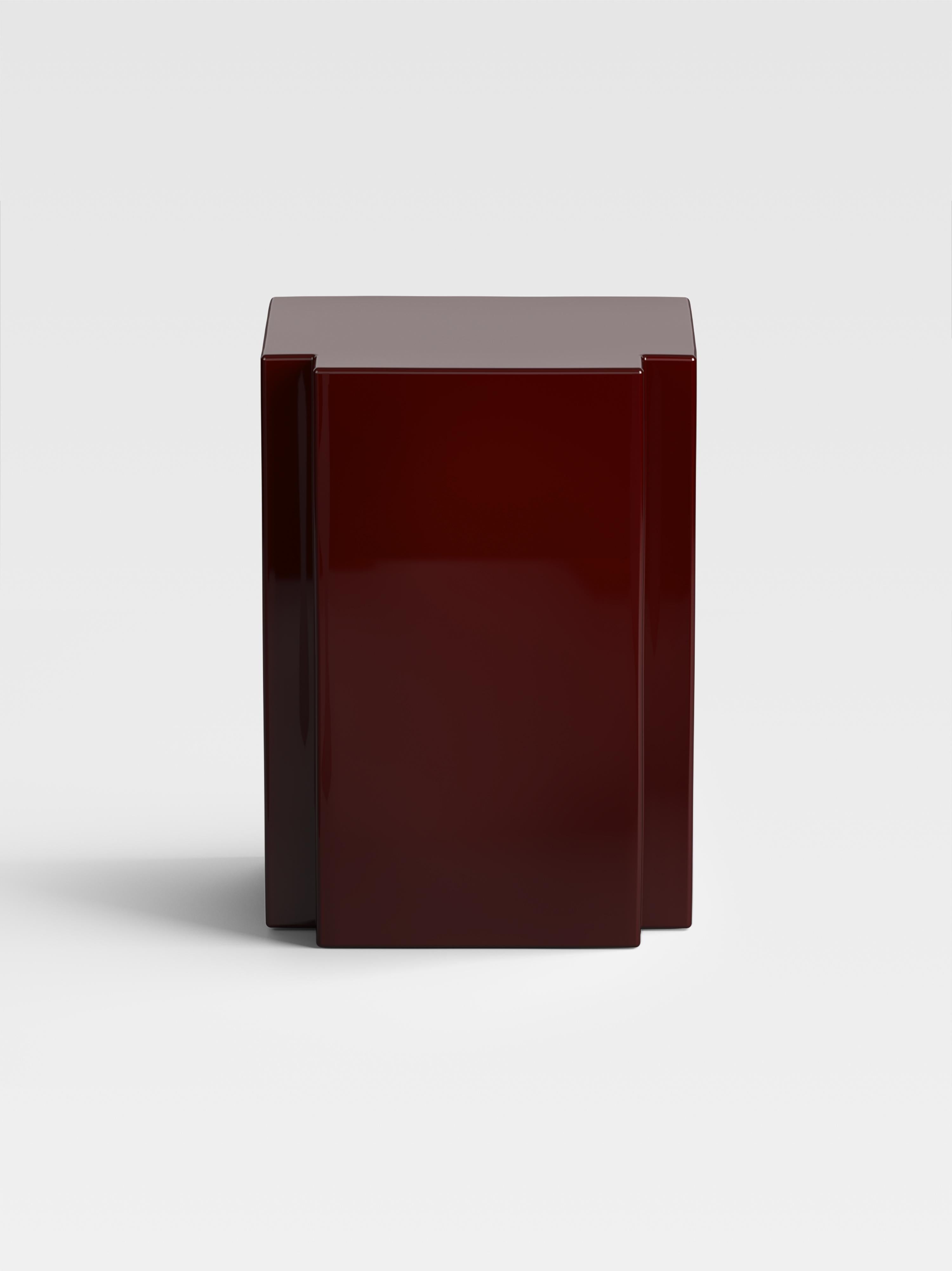 Lui + Lei, Italian for “He and She”, are two monolithic side tables with a minimalist, clean design that nods to the sculptural forms of Italian modernism. Designed in Milan by Sandro Lopez.

“Lei” has a softer shape that brings harmony and