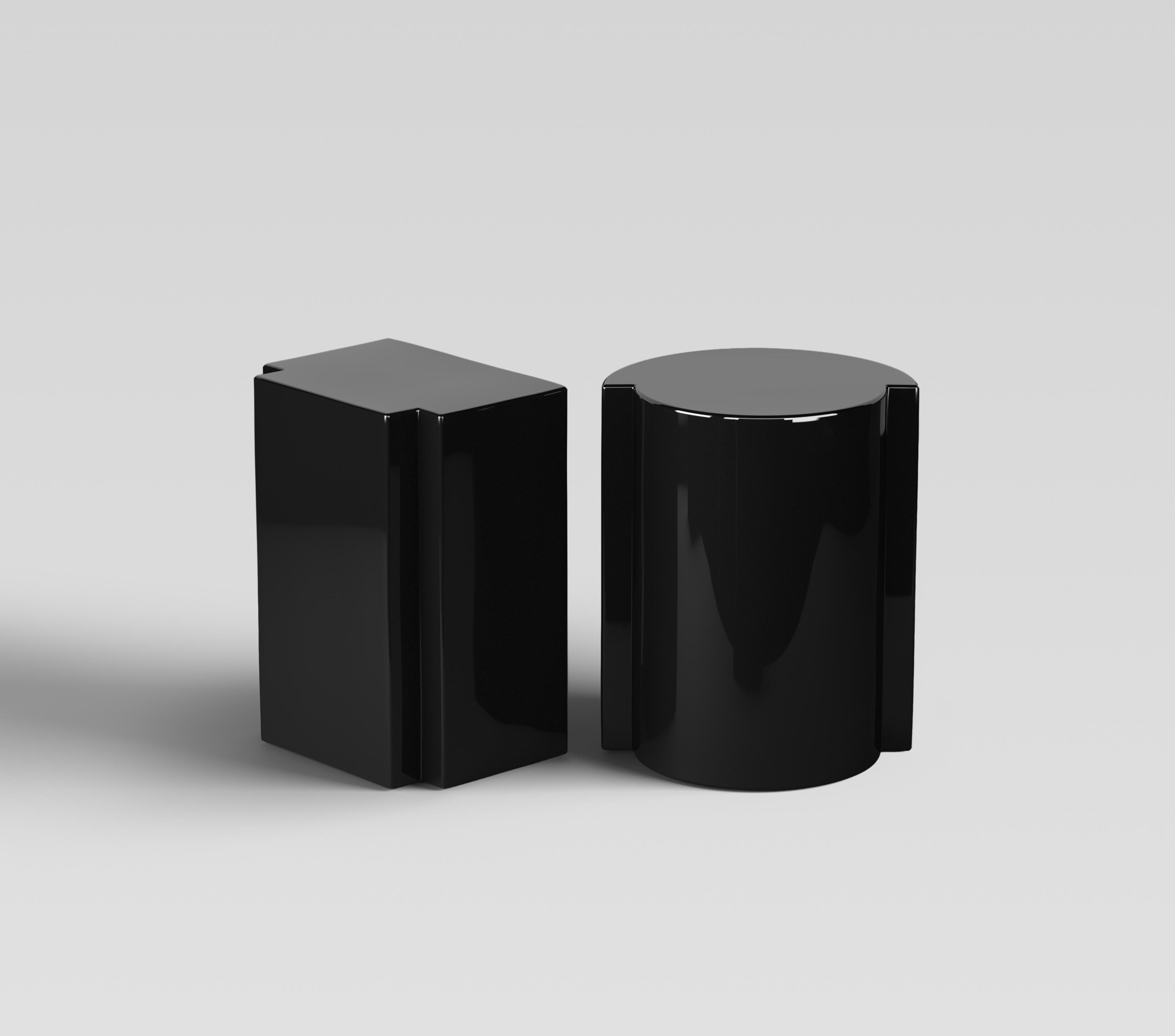 Italian Monolithic Side Table in High Gloss Black Lacquer, Sandro Lopez Milano For Sale