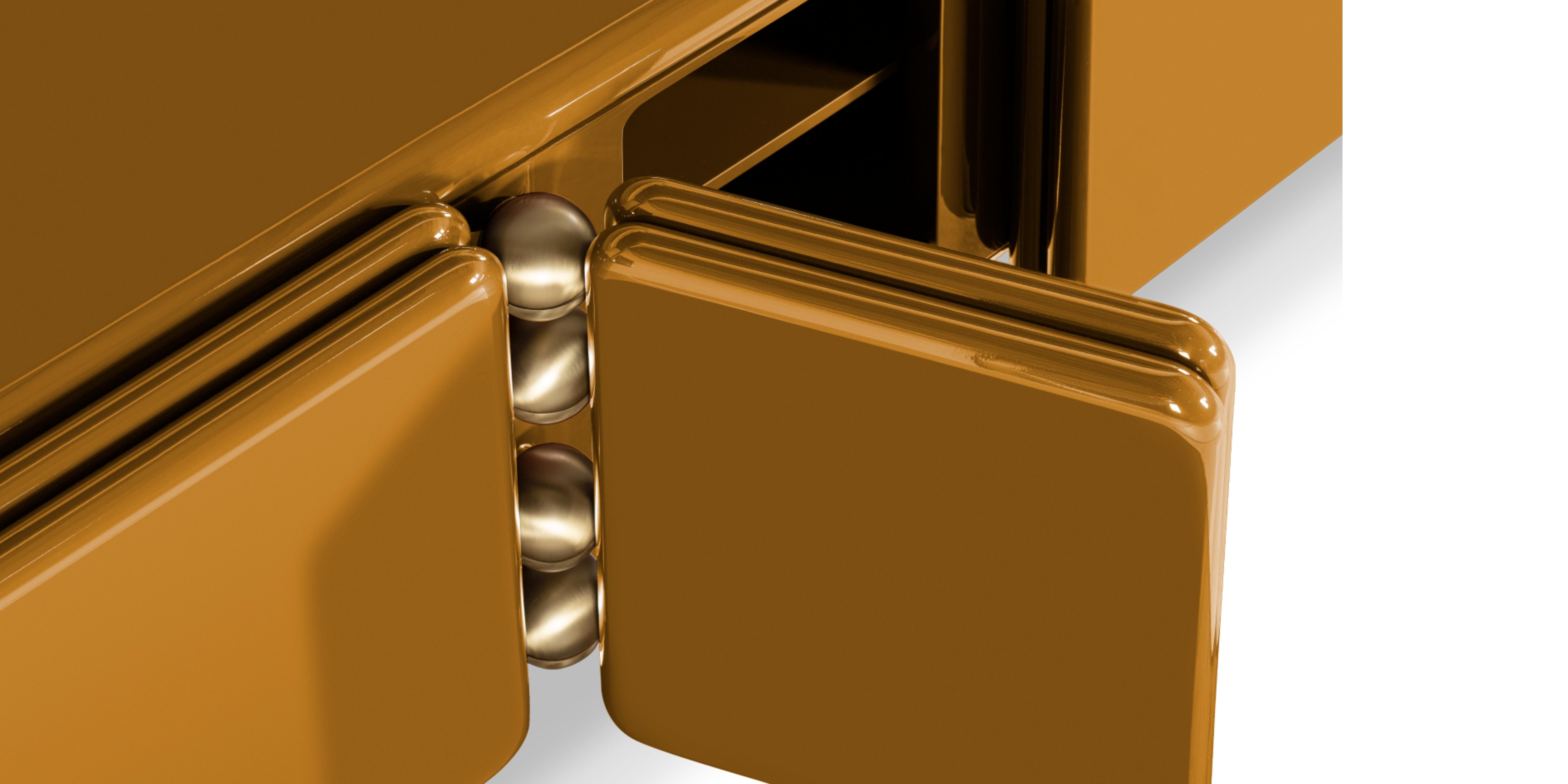 Brass Monolithic Sideboard For Sale