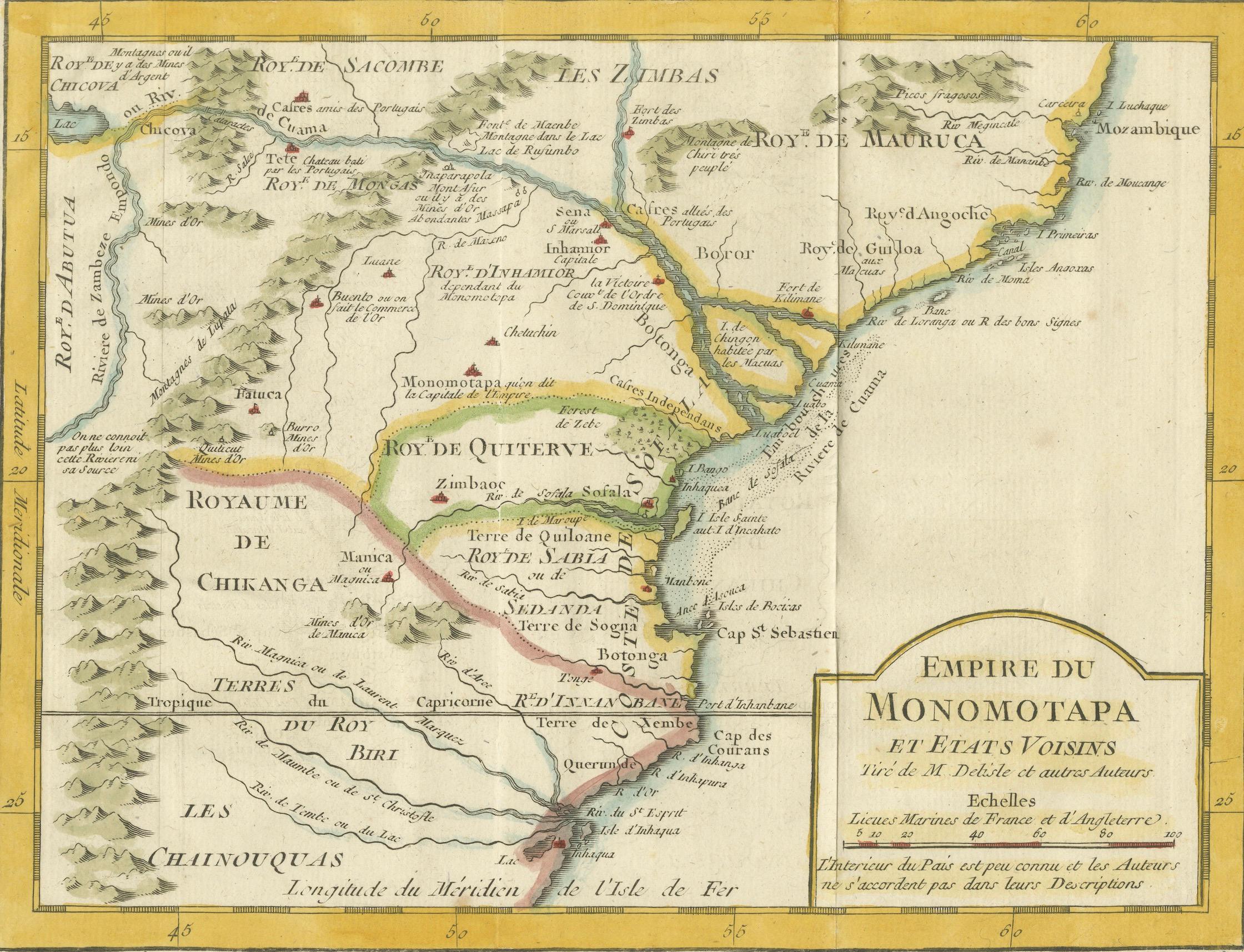 Monomotapa Empire Map – East Africa, French Cartography, c.1740