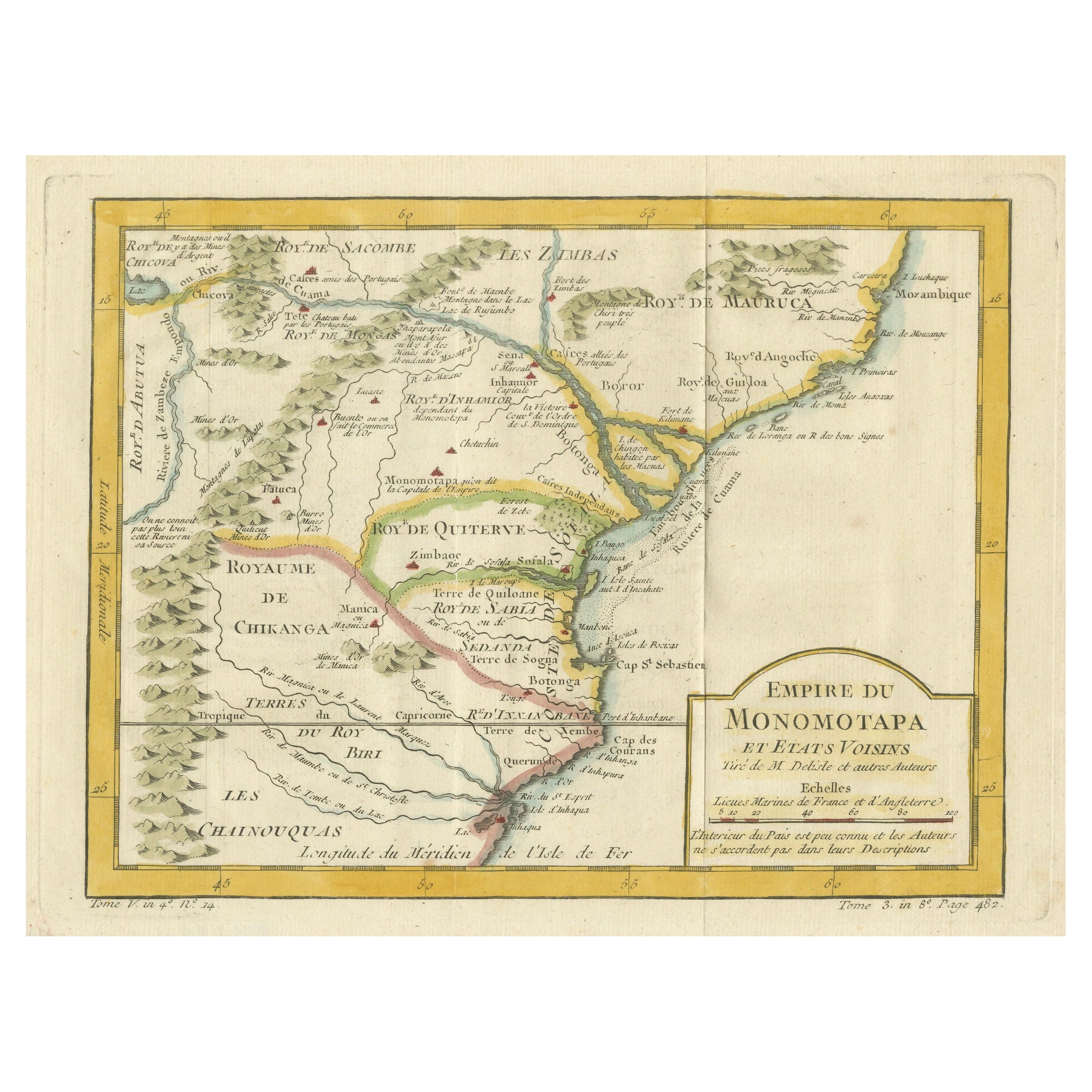 Monomotapa Empire Map – East Africa, French Cartography, c.1740 For Sale