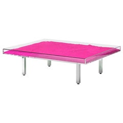 In Stock in Los Angeles, Yves Klein Pink "Monopink" Glass Table, Made in France