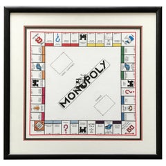 ‘Monopoly' Needlepoint Game Board, Framed, 1970s