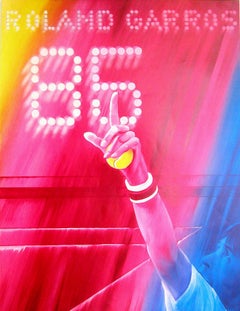 Poster originale vintage di Monory 1985 per l'Open di Francia Roland Garros
