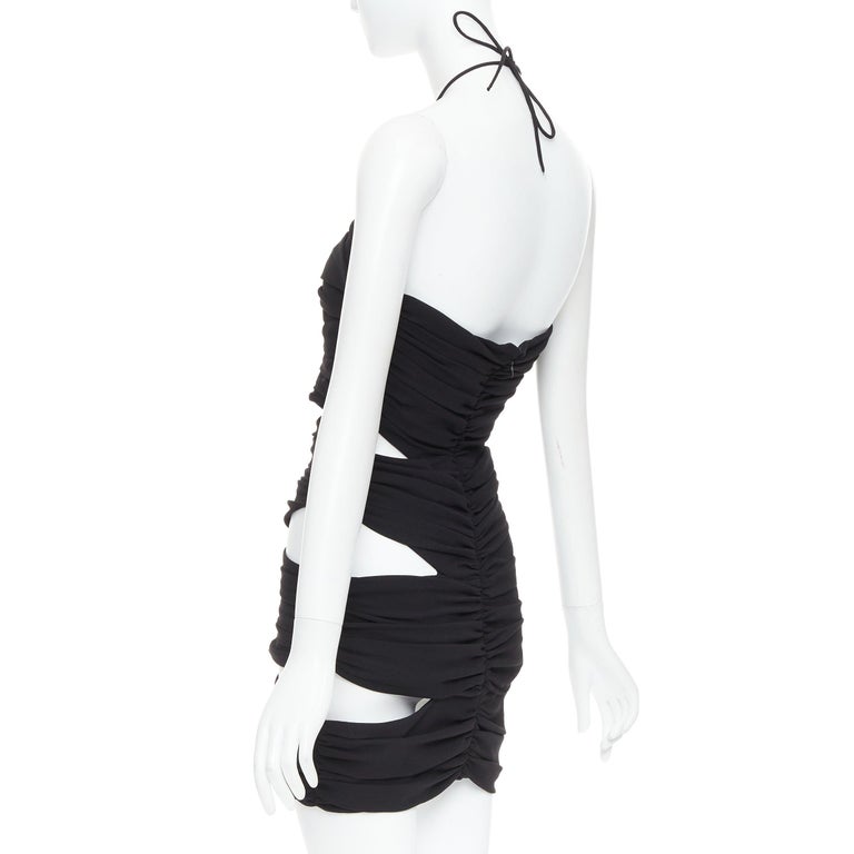 white christmas dresses Monot One Shoulder Circle Cut Out Mini Dress 2 / Black main image 1