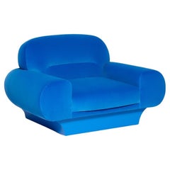 Monotone Blue Roy Armchair in Velvet with Matching Lacquered Base