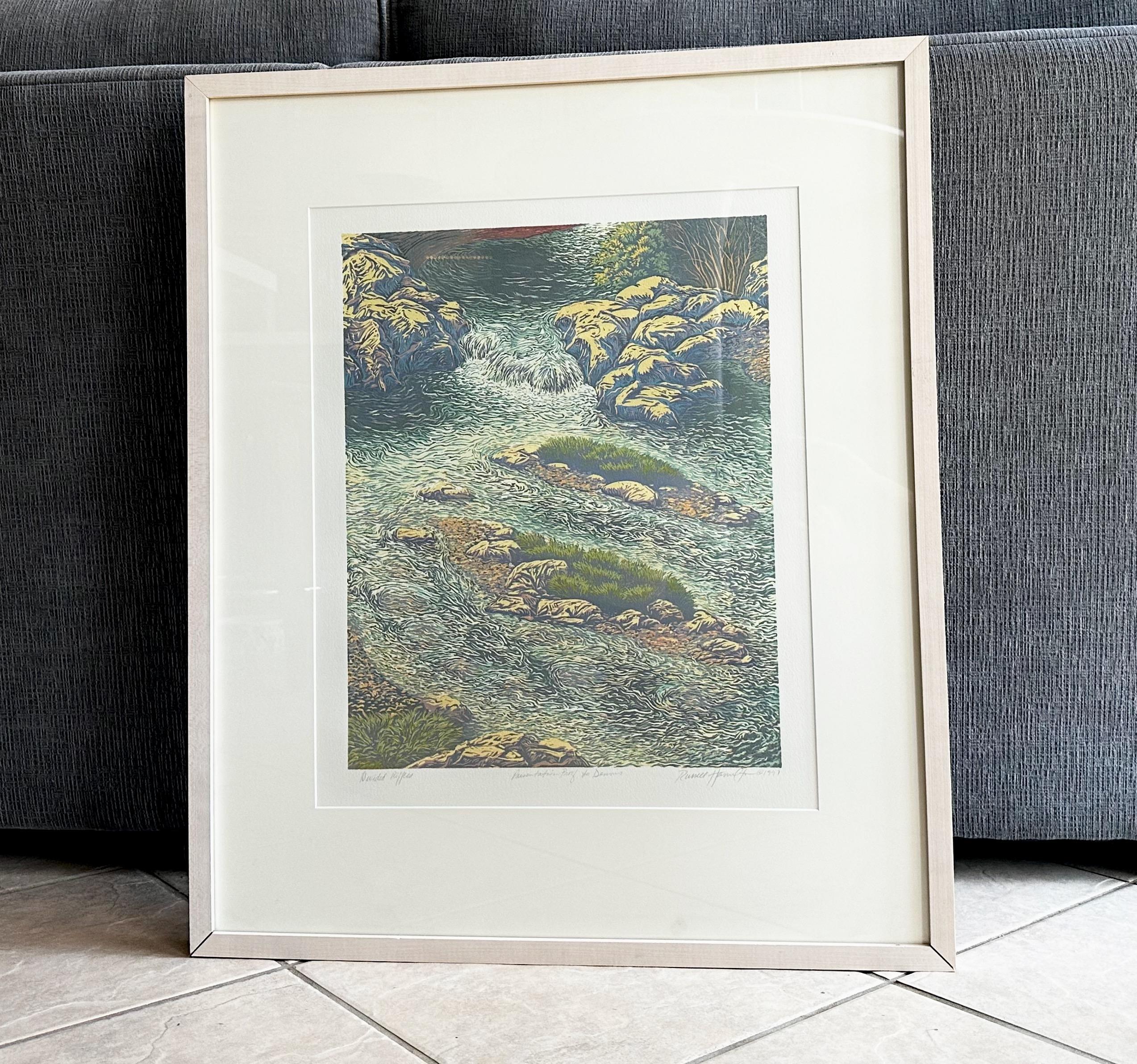 Cuadro monotipo enmarcado por el artista cotizado Russell Hamilton Estadounidense en venta