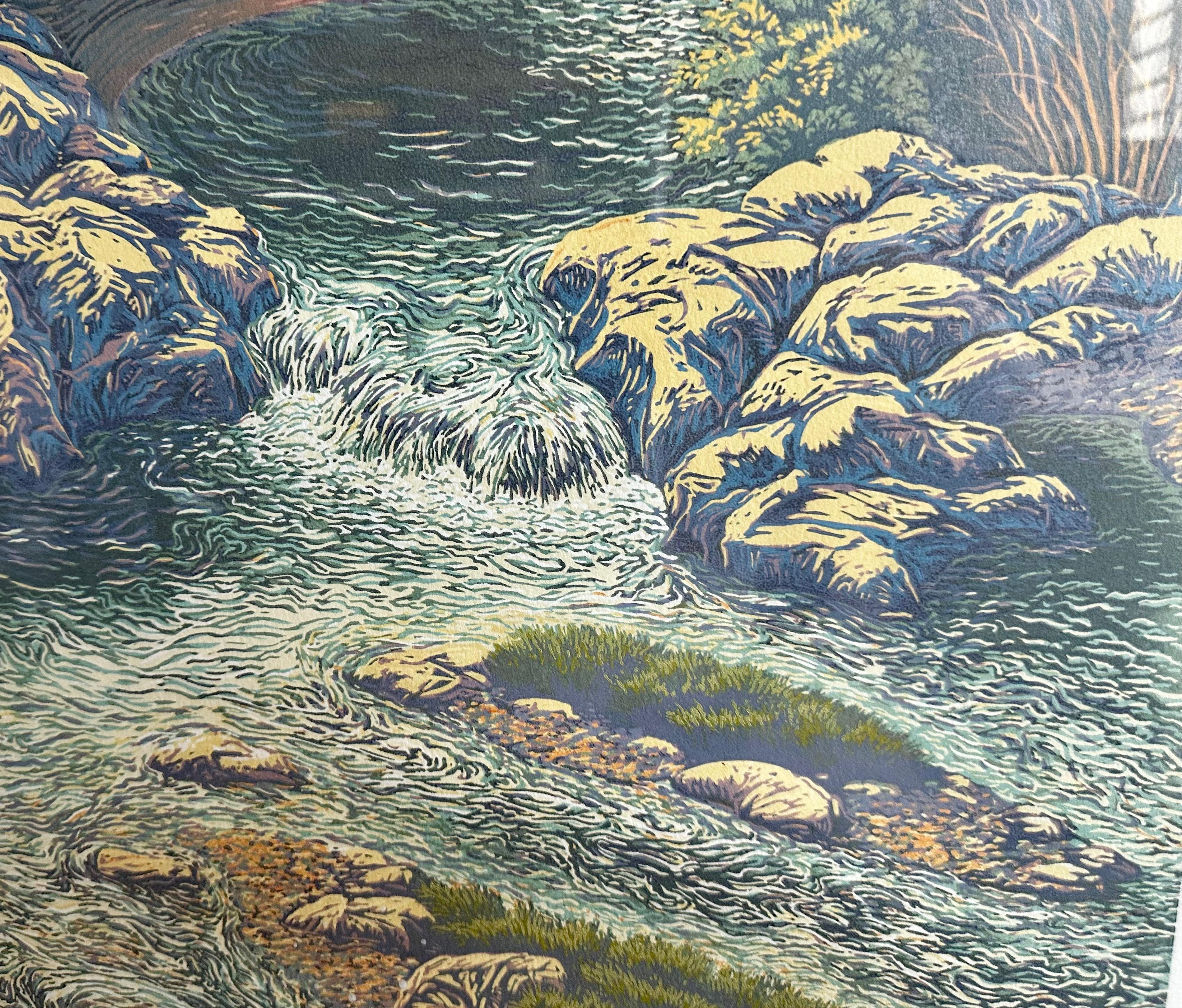 Cuadro monotipo enmarcado por el artista cotizado Russell Hamilton Vidrio en venta