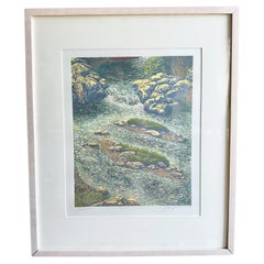 Quadro monotipo incorniciato dall'artista quotato Russell Hamilton