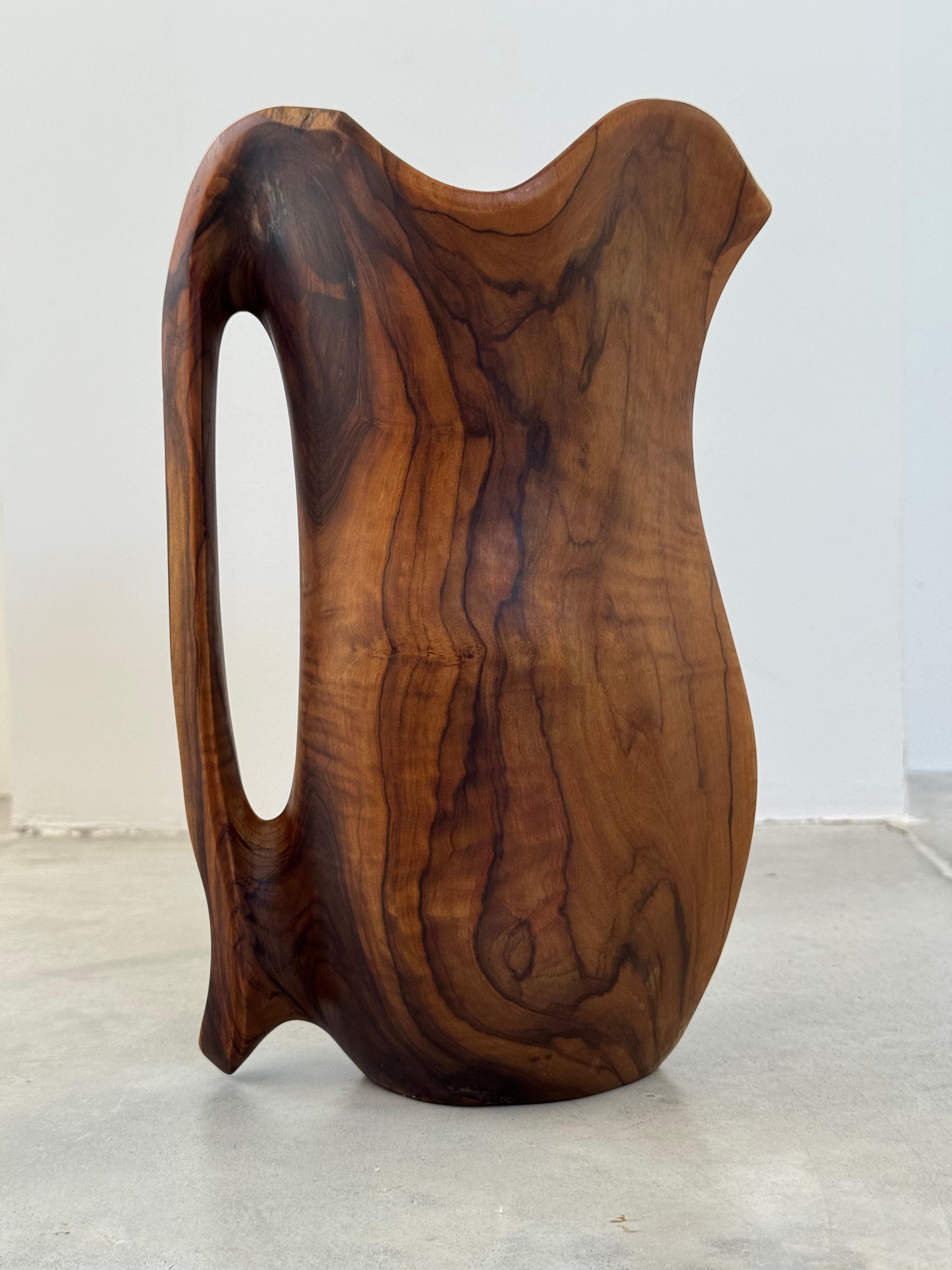 Monoxyl pitcher olive wood,  French folk art, Alexandre Noll style, circa 1950s For Sale 5