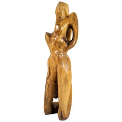 Vintage Monoxyl Sculpture, "Couple", 1960