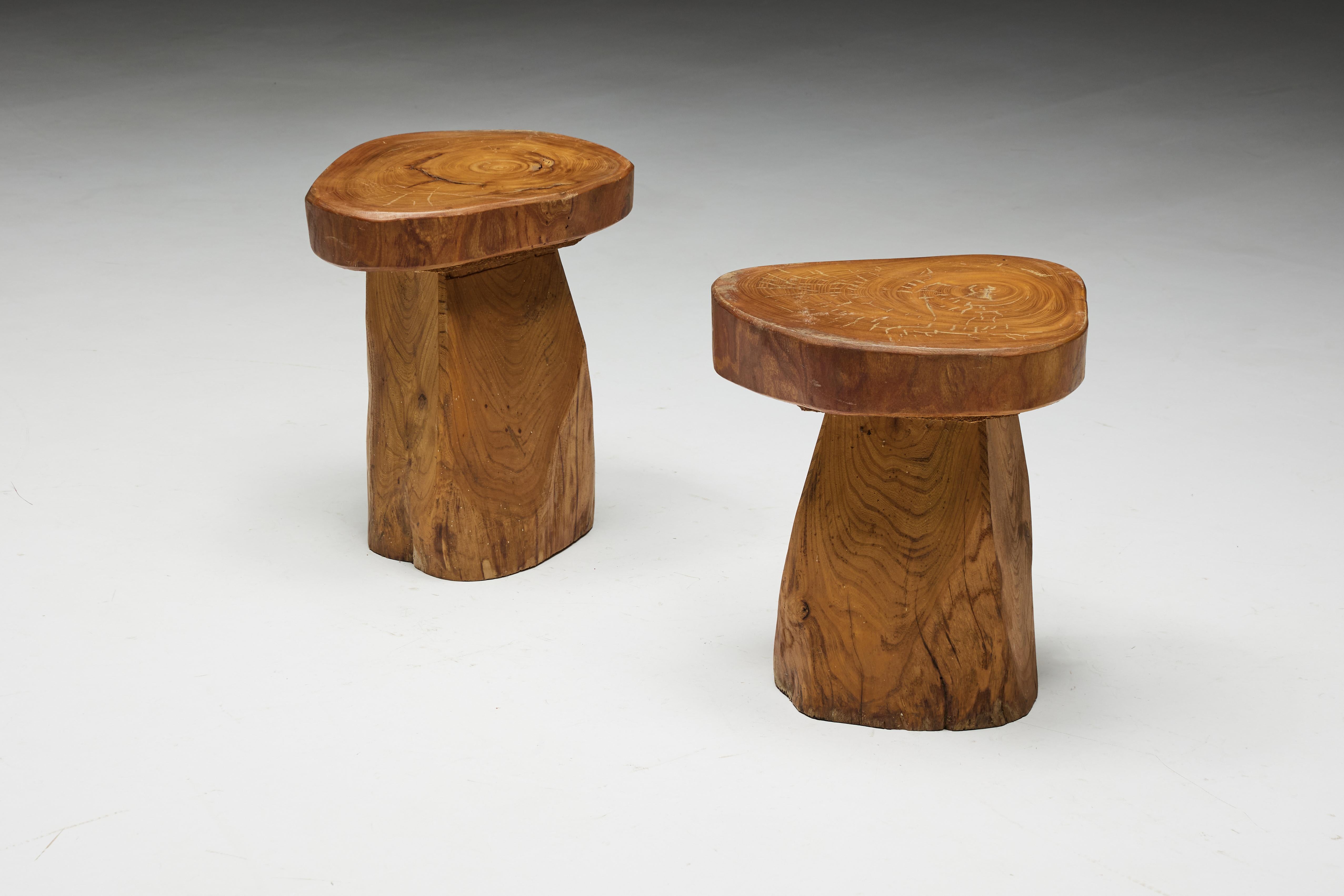 Brutalist Monoxylite Stools in the Style of Zanine Caldas, Brazil, 1970s For Sale