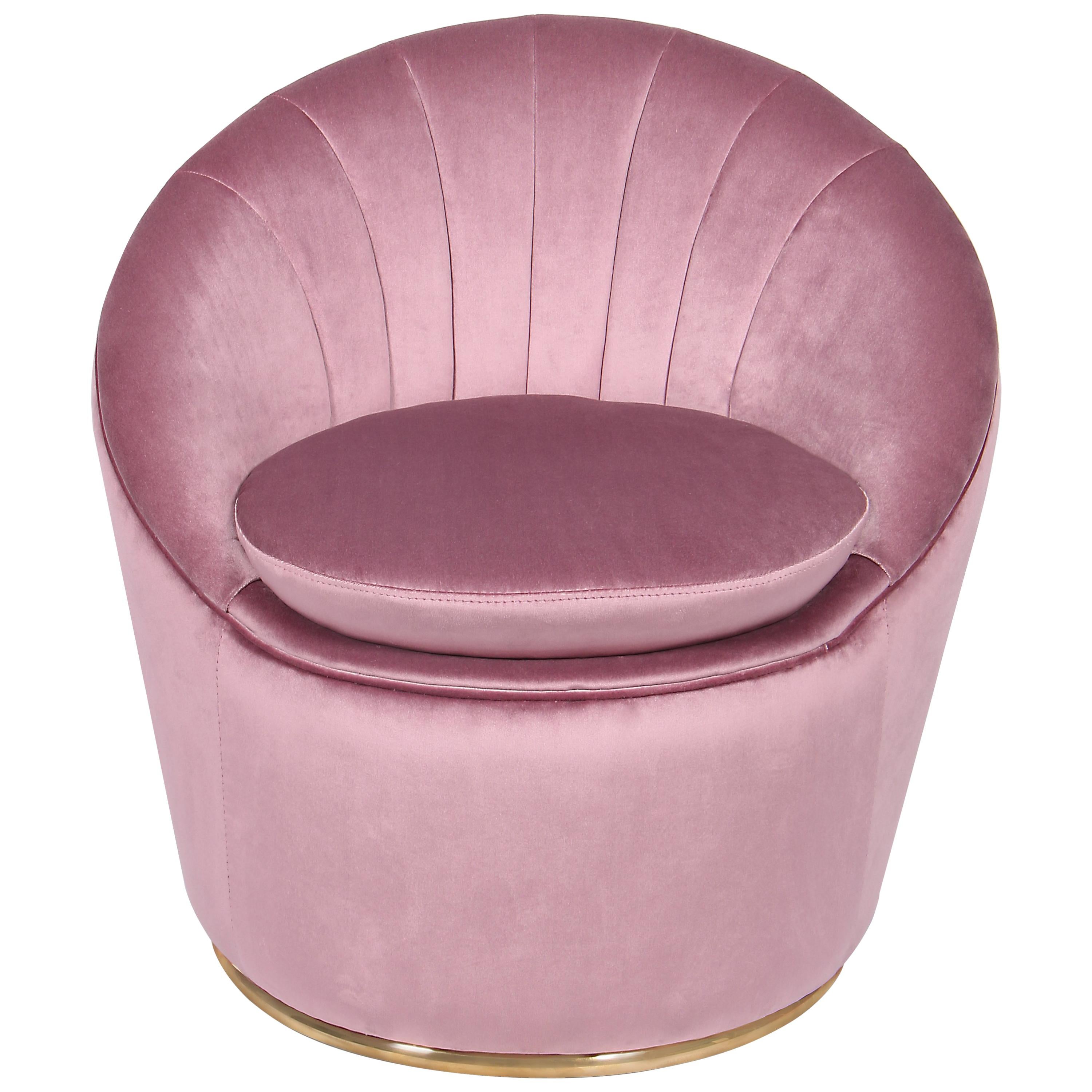 Monroe Armchair in Pink Velvet For Sale
