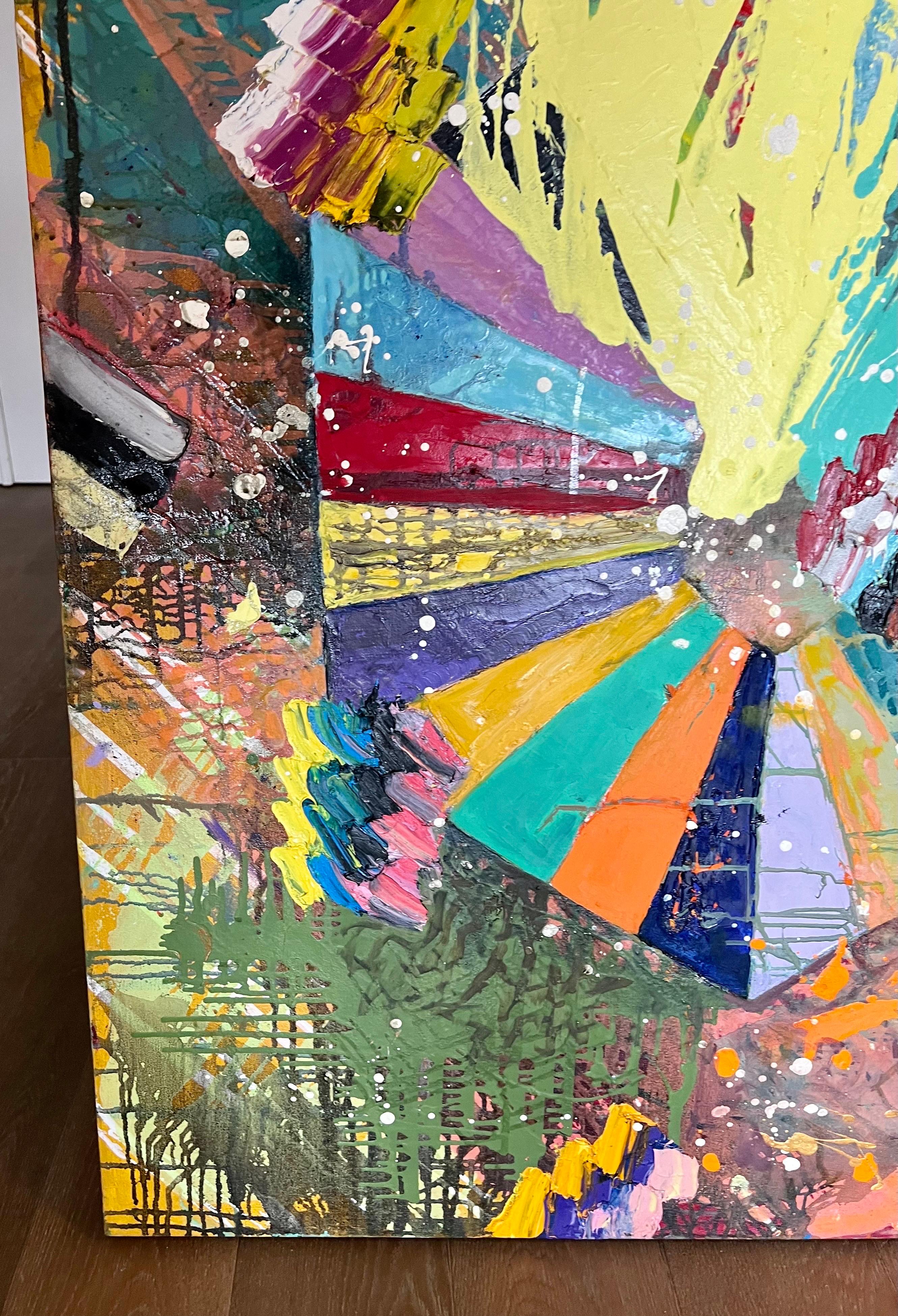 Large Abstract Expressionist Colorful Painting Monroe Hodder Slow Dancing For Sale 10