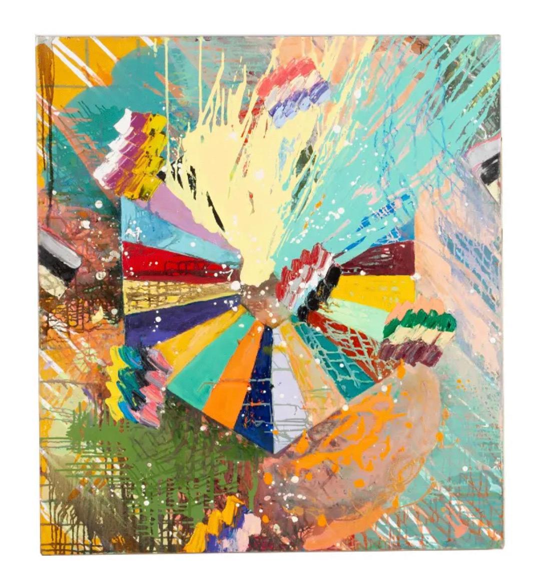 Large Abstract Expressionist Colorful Painting Monroe Hodder Slow Dancing For Sale 1