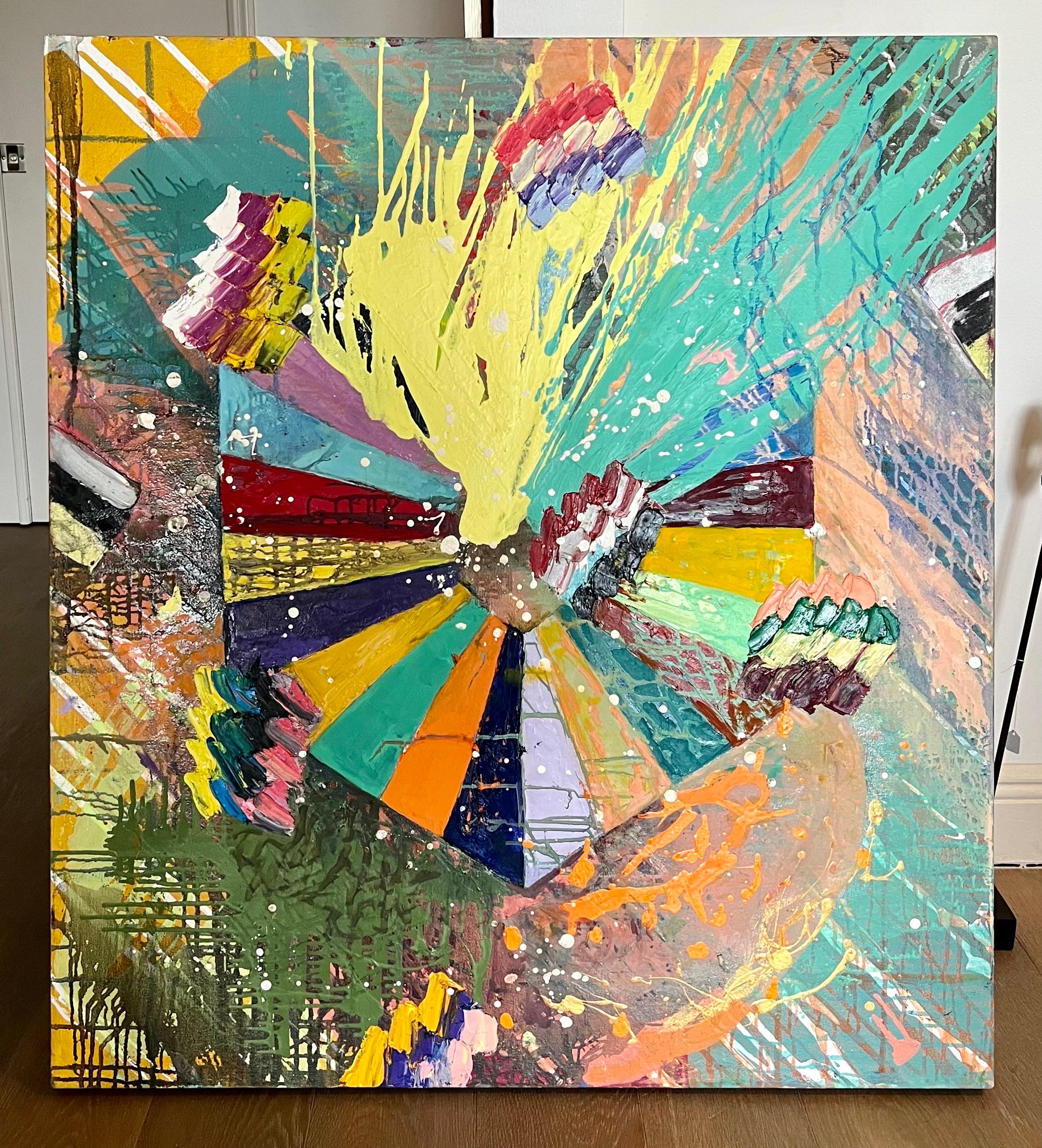 Large Abstract Expressionist Colorful Painting Monroe Hodder Slow Dancing For Sale 5