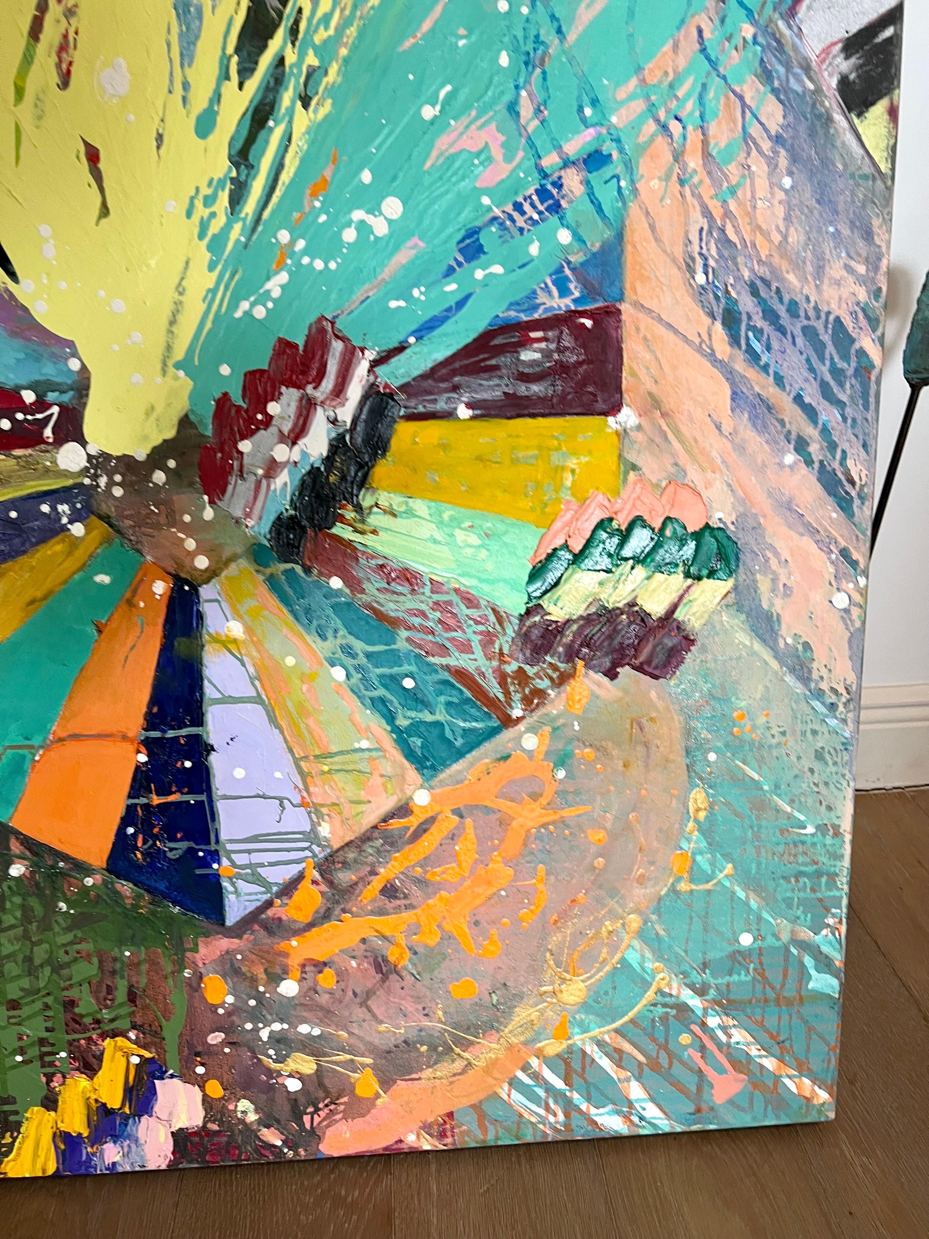 Large Abstract Expressionist Colorful Painting Monroe Hodder Slow Dancing For Sale 7