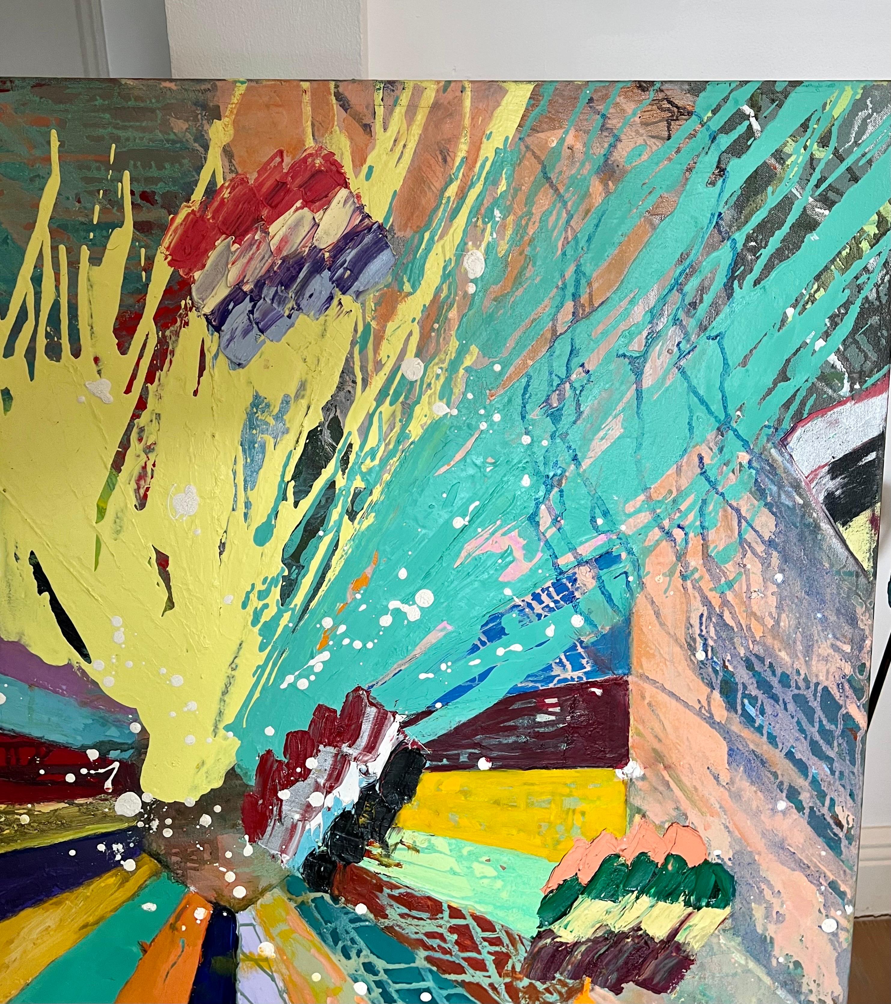 Large Abstract Expressionist Colorful Painting Monroe Hodder Slow Dancing For Sale 8