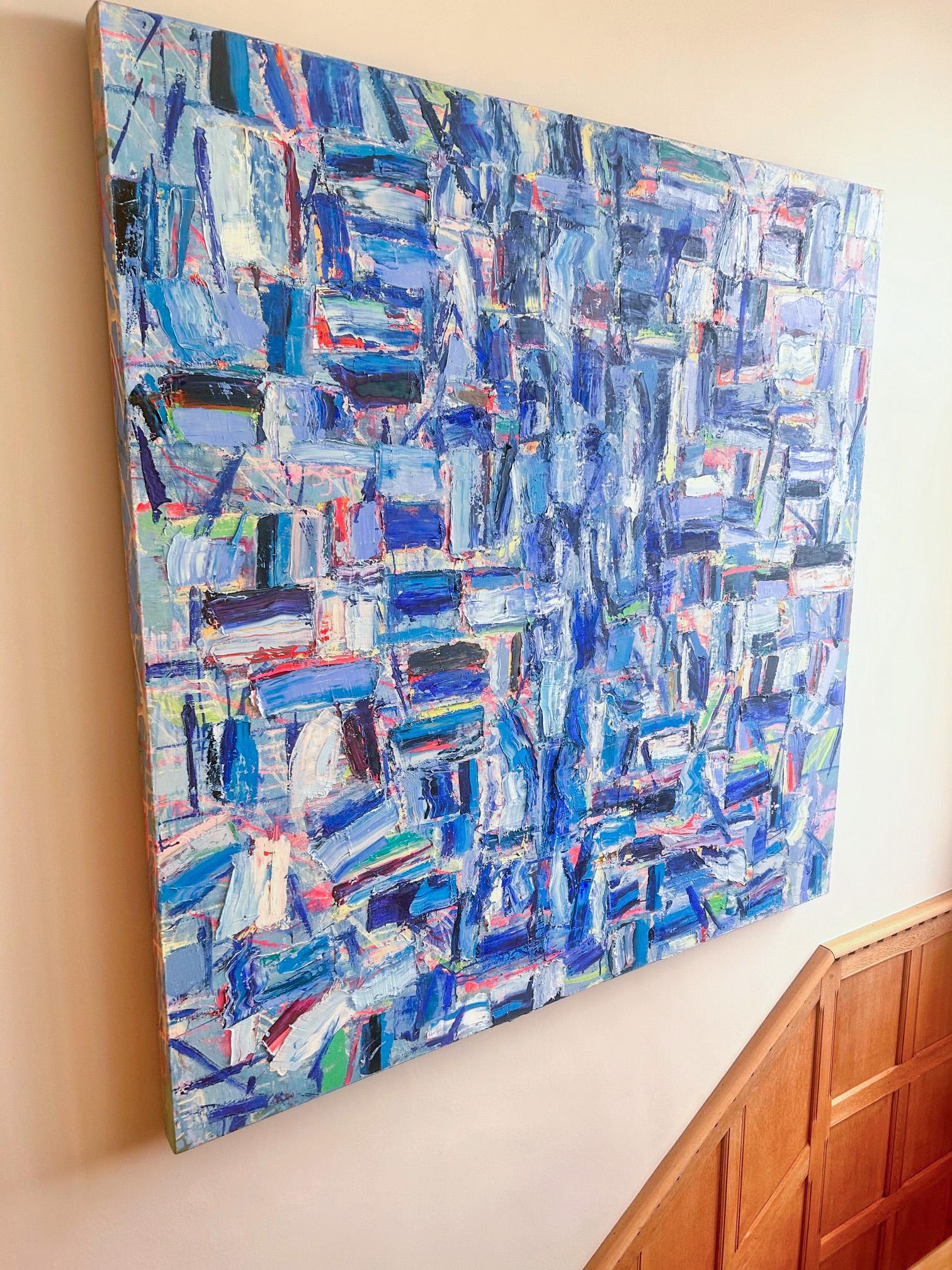 River In The Sea-Monroe Hodder, American, Abstract, Bold, Modern, sea, Blue, Oil For Sale 1
