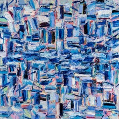 River In The Sea-Monroe Hodder, Amerikanisch, abstrakt, kühn, modern, Meeresblau, Öl