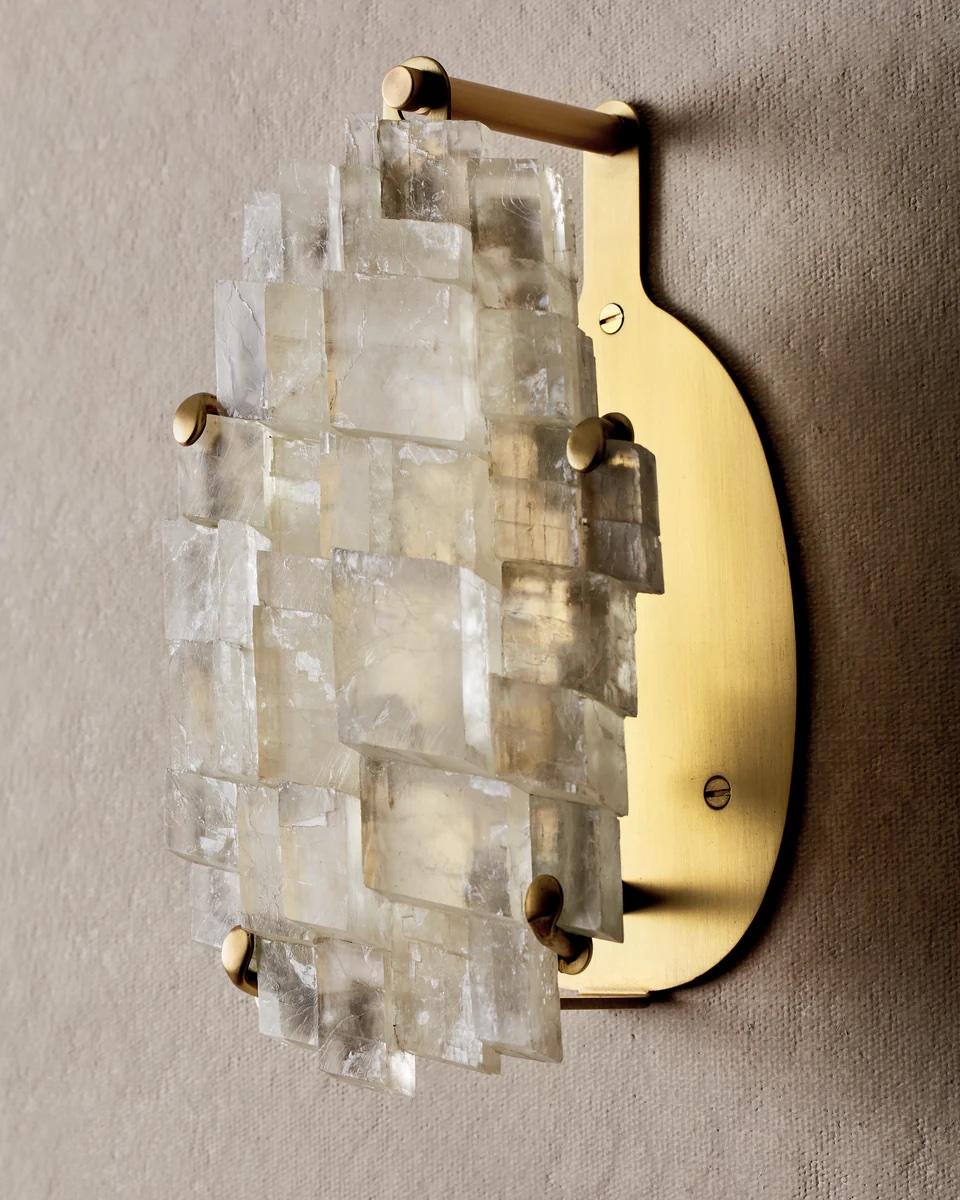 Modern Monroe Icelandic Spar Sconce - Hardwired For Sale