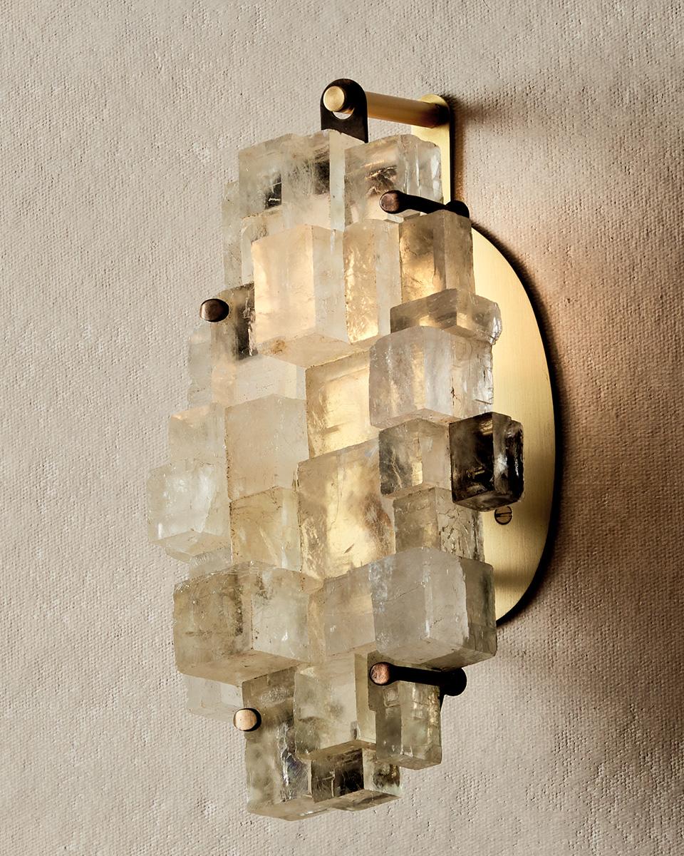 Hand-Crafted Monroe Icelandic Spar Sconce - Hardwired For Sale