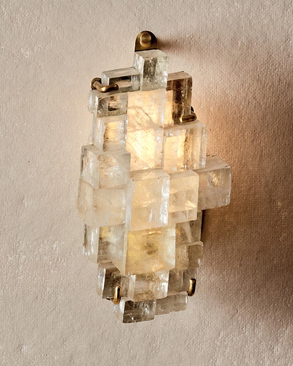 Contemporary Monroe Icelandic Spar Sconce - Hardwired For Sale