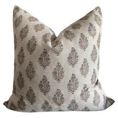 Monrovia Hand Blocked Linen Pillow with Down Feather Insert