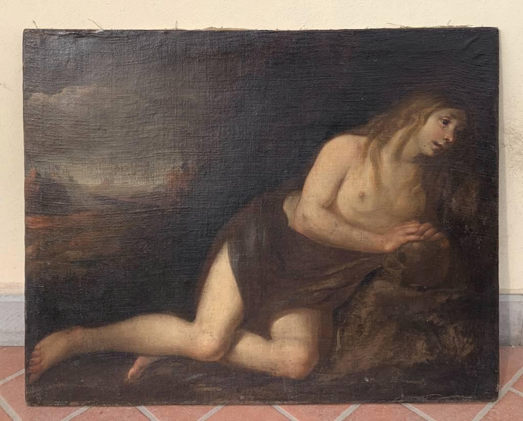 Baroque Italian painter - 17th century figure painting - Mary Magdalene - Painting by Monsù Bernardo